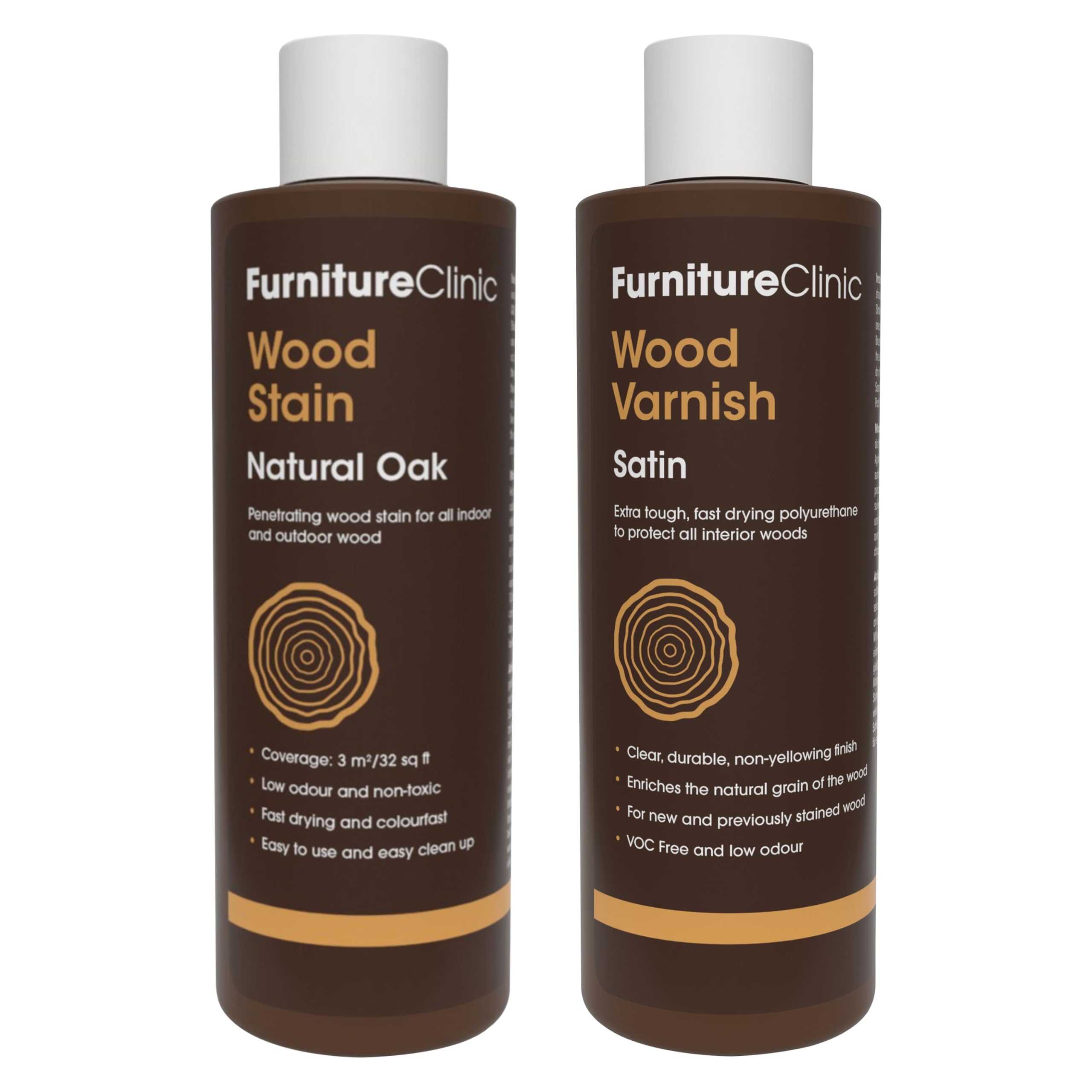 Furniture Clinic 8.5oz Natural Oak Wood Stain + 250ml Satin Wood