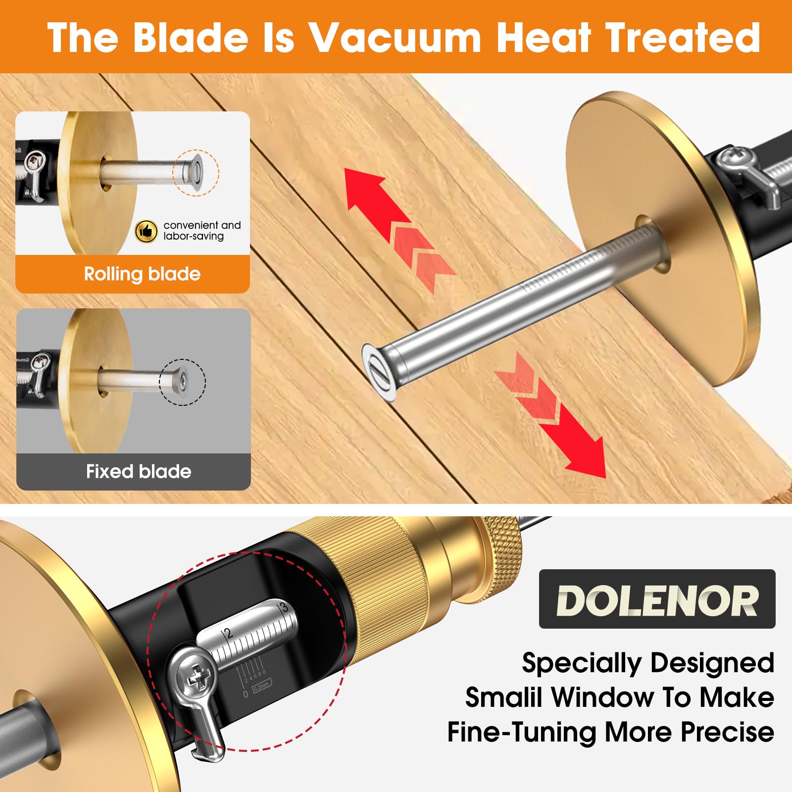 Wheel Marking Gauge Knife Woodworking, Scribe Tool Woodworking, Adjustable 0-12cm, Aluminum & Brass Options, for Parallel Lines, Dovetail Joints & Professional Carpentry (Brass with Fine Adjustment) — Amazon image 4