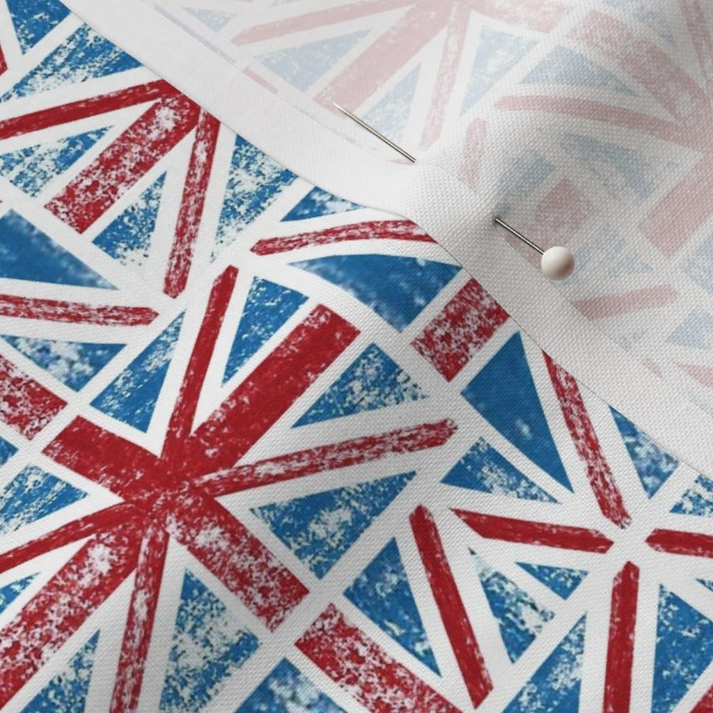 Spoonflower Fabric - English United Flag England British Geometric Printed on Petal Signature Cotton Fabric Fat Quarter - Sewing Quilting Apparel Crafts Decor