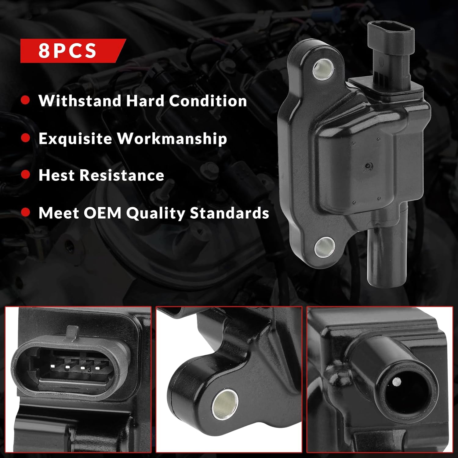 Set of 8 Ignition Coils Pack UF413 and Iridium Spark Plug SP493 with 748UU 8mm Spark Plug Wires Set compatible with Buick Cadillac Chevy GMC Hummer Isuzu Pontiac 5.3L 6.2L 6.0L 4.8L