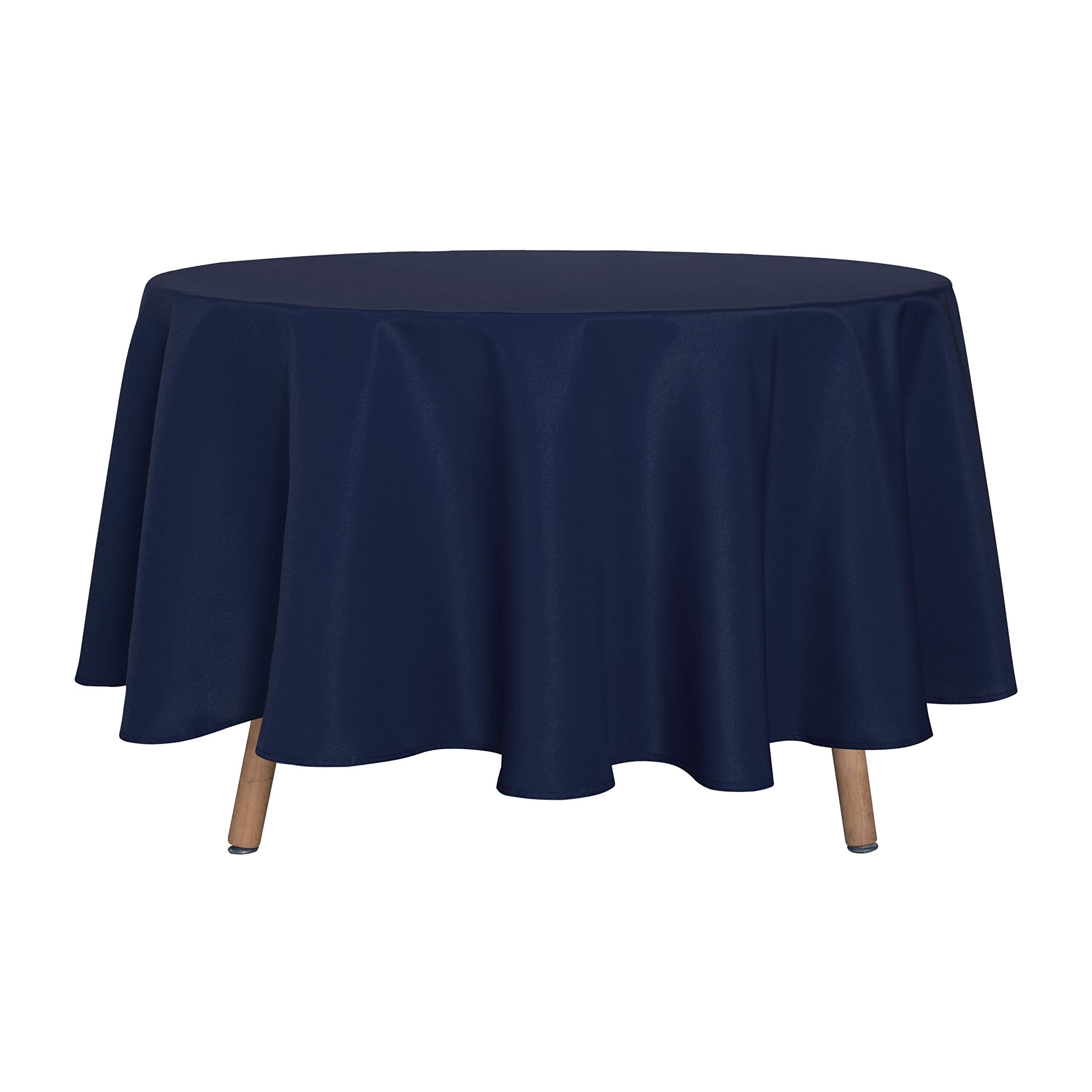 Photo 1 of sancua Round Tablecloth - 90 Inch - Water Resistant Spill Proof Washable Polyester Table Cloth Decorative Fabric Table Cover for Dining Tables, Buffet Parties and Camping, Navy