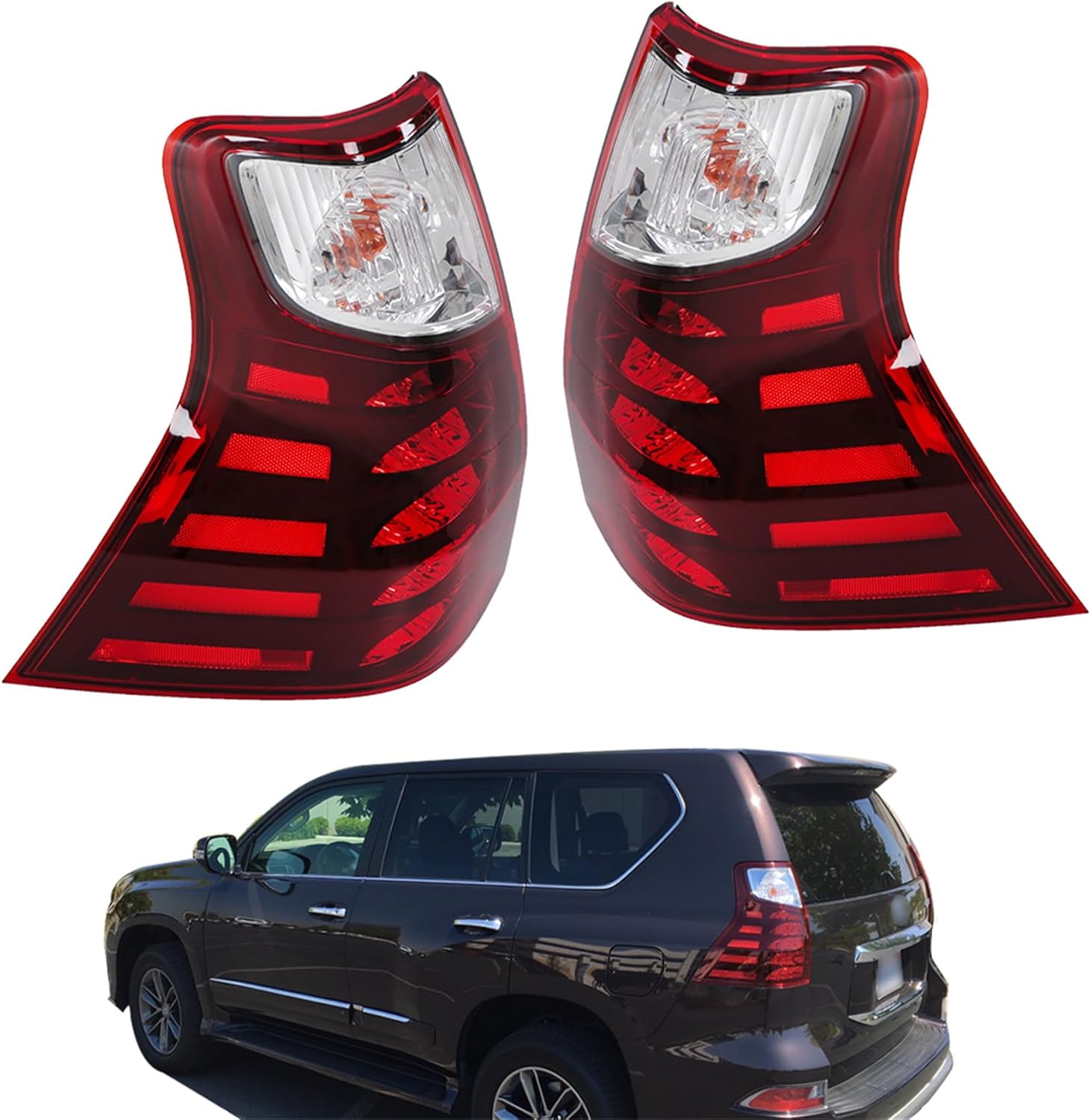 WFLNHB 1 Pair Driver and Passenger Side Tail Lights Replacement for Lexus GX460 2017-2021 Brake Lamp 81550-WY040 81560-WY030