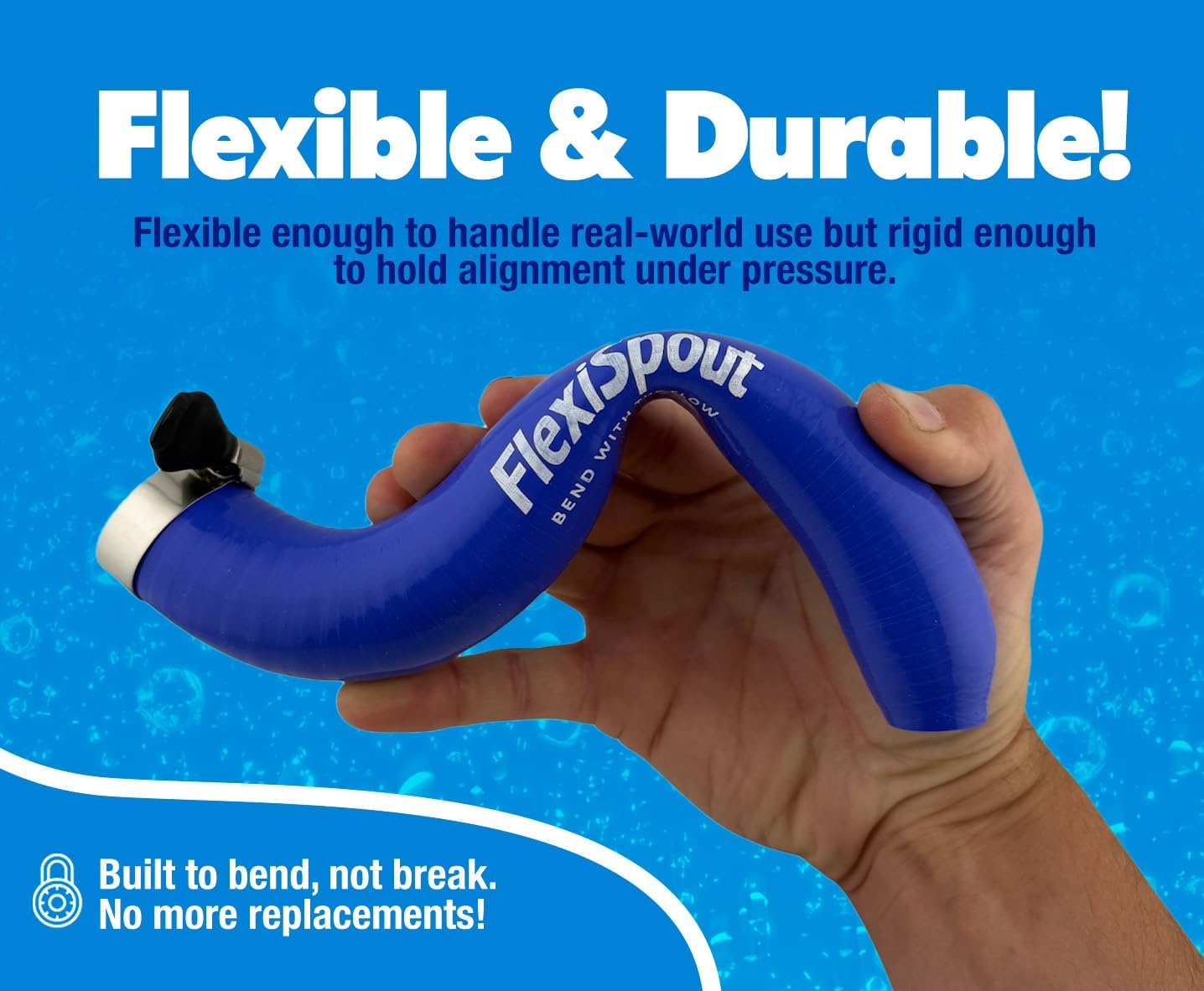 FlexiSpout Unbreakable Pool Cover Pump Nozzle – Patent-Pending, Heavy-Duty Hose Replacement – 25ft Discharge, Cold-Resistant, UV-Stable, Tool-Free Install – Built to Last a Lifetime