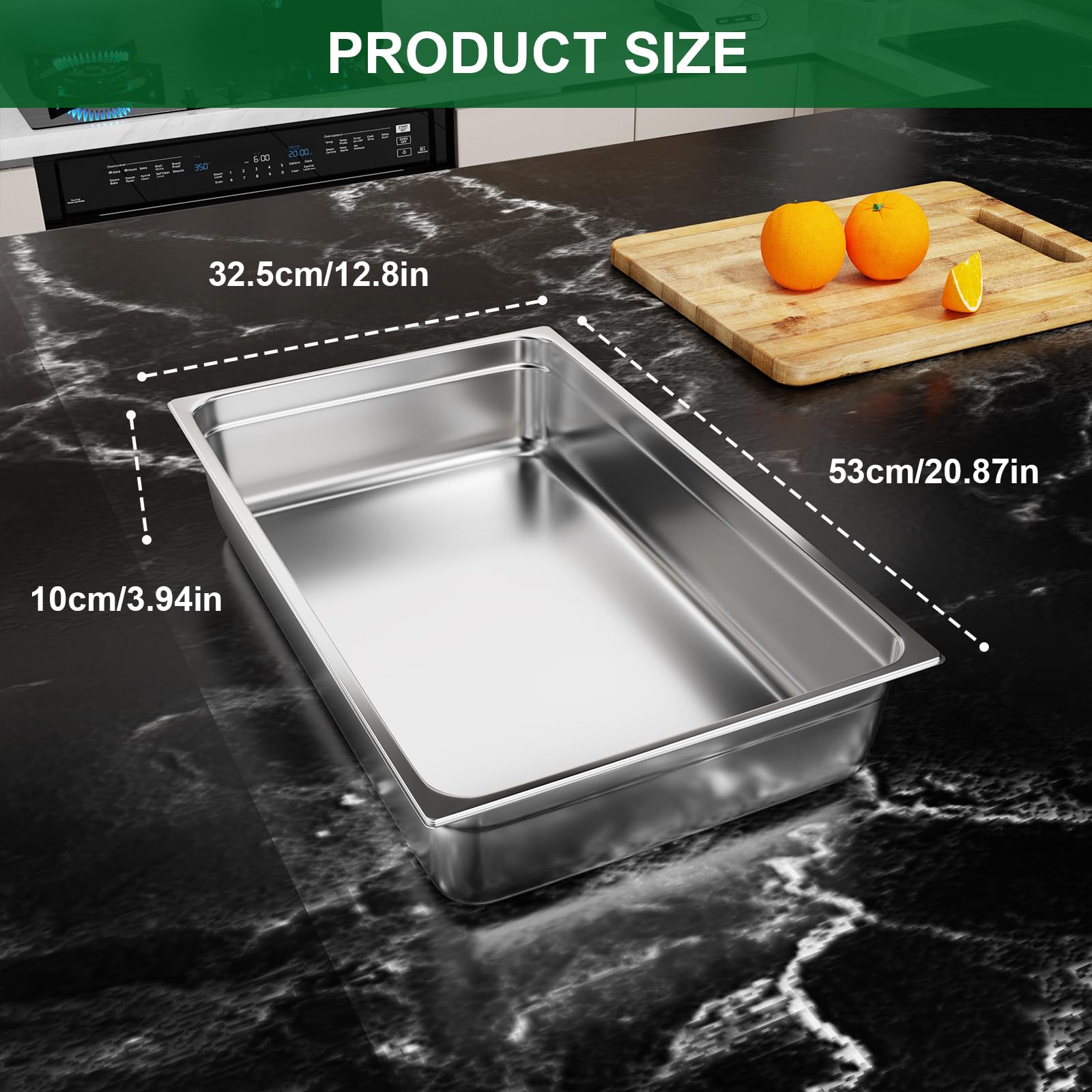 TAIMIKO 6 Contenedor GN 1/1, Contenedor Gastronorm de acero inoxidable/dimensiones 53 x 32.5cm/profundidad 100MM/volumen 13L,1260 g/ud, 1 mm grosor