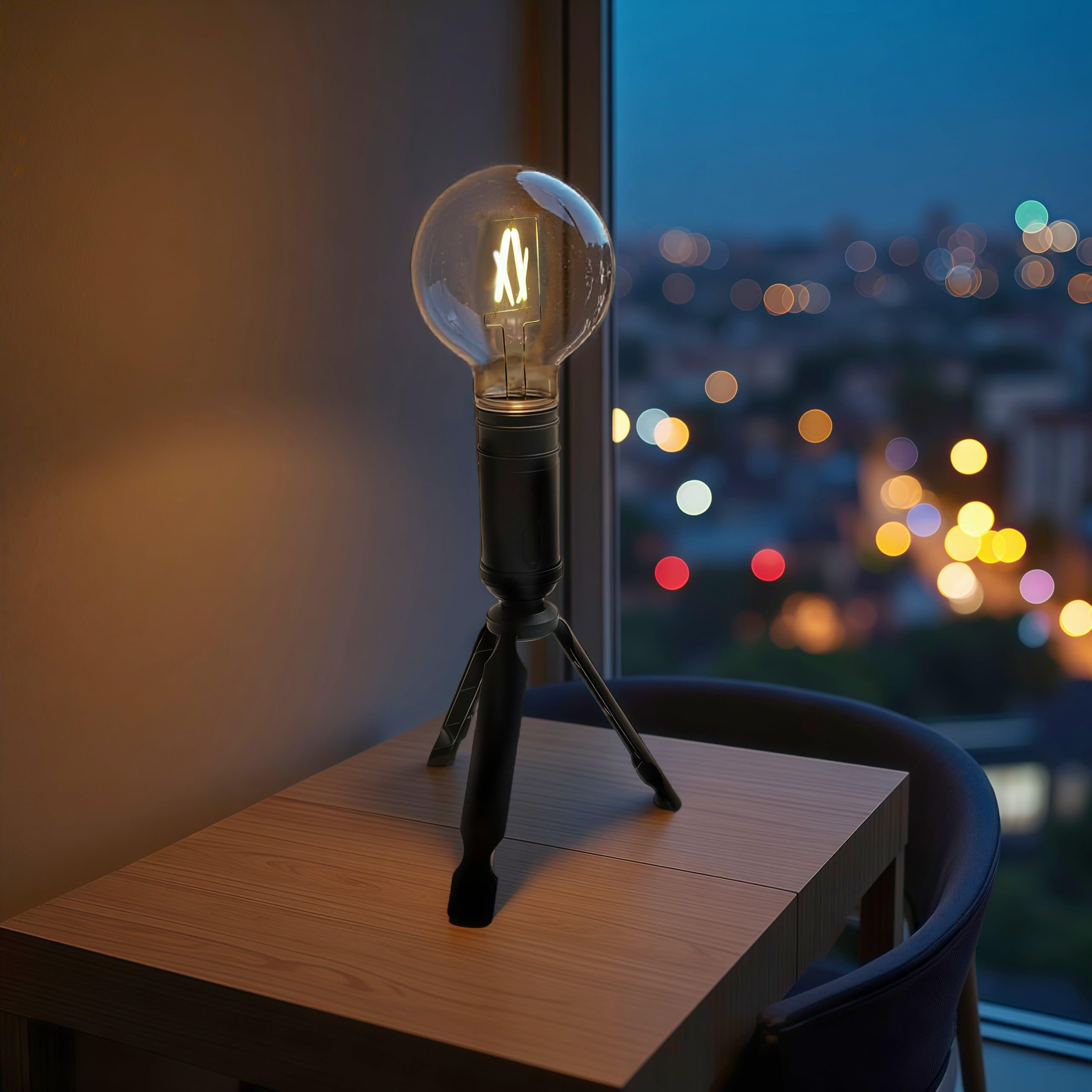 Gloworm Lampe de table LED 2 en 1 et lampe de camping avec crochet portable et support triangulaire, alimentée par piles, minuterie 6H, étanche, matériau ABS et PET, pour décoration intérieure et