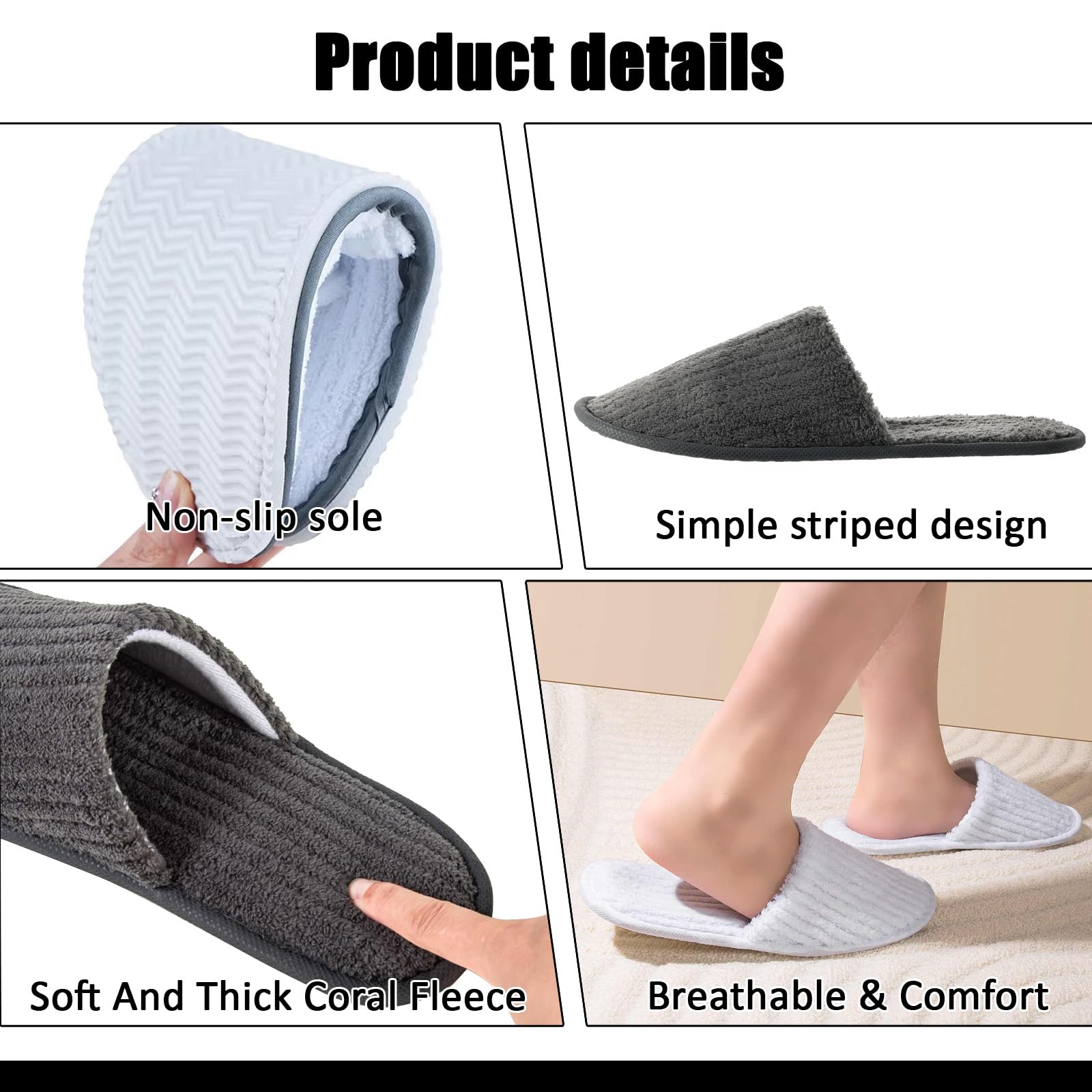 TINSKY 20 Pairs Non-Slip Disposable Slippers for Guests
