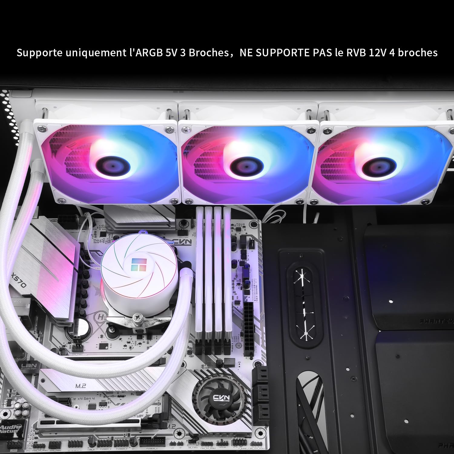 TR AQUA ELITE 360 Blanc ARGB refroidisseur d'eau pour CPU, avec 3 * 120mm ventilateurs PWM, vitesse 1550RPM,pour AMD/AM4/AM5&Intel LGA1150/1151/1200/2011/1700,Refroidisseur d'eau pour CPU(Blanc ARGB)