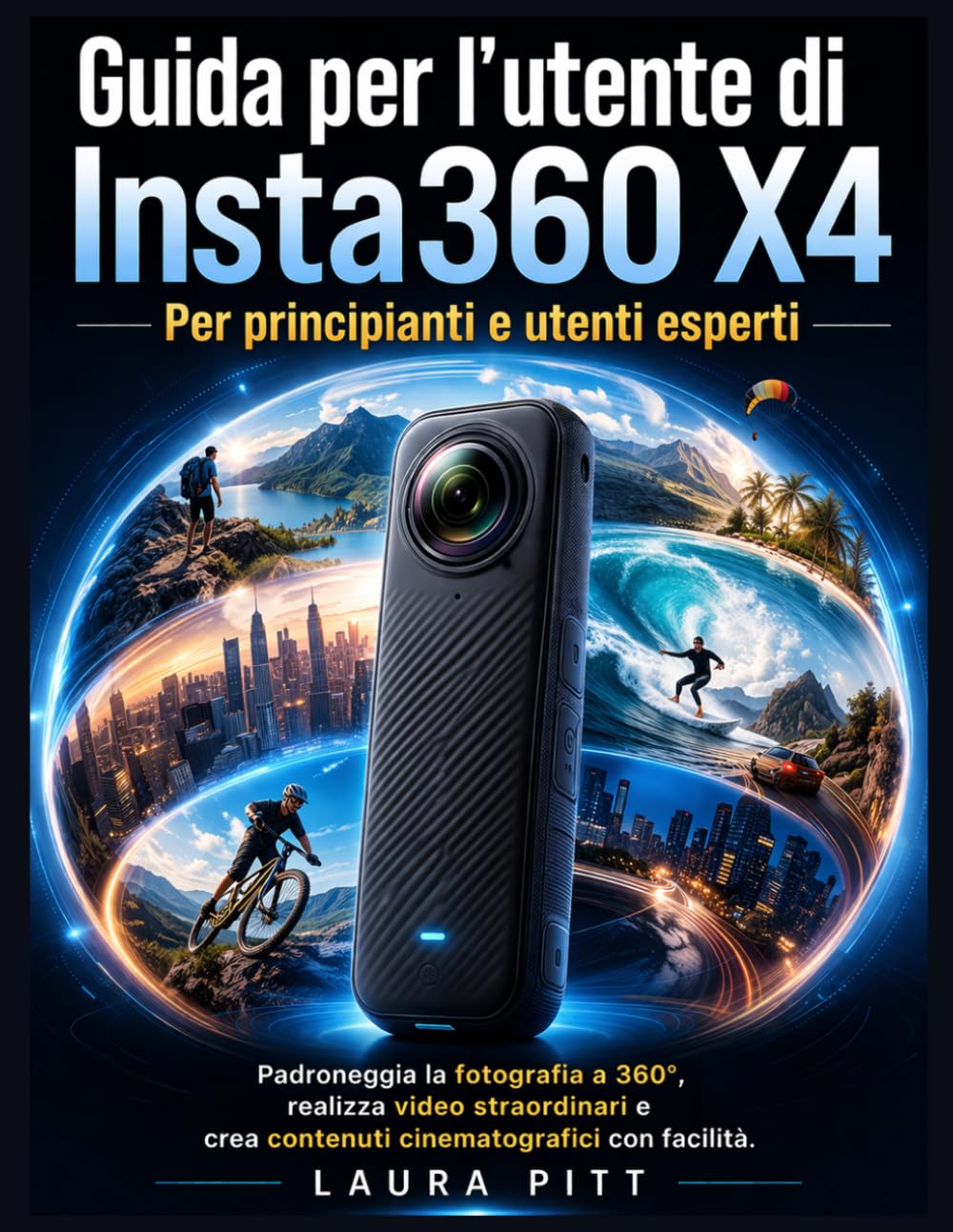 Guida per l'utente di Insta360 X4 per principianti e utenti esperti: Padroneggia la fotografia a 360°, gira video straordinari e crea contenuti cinematografici con facilità.