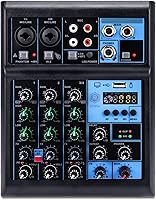 WIN-Mix Professional 4-Channel Bluetooth Mixer with USB Recording, 48V Phantom Power for DJ, Karaoke, Podcasting & Streaming