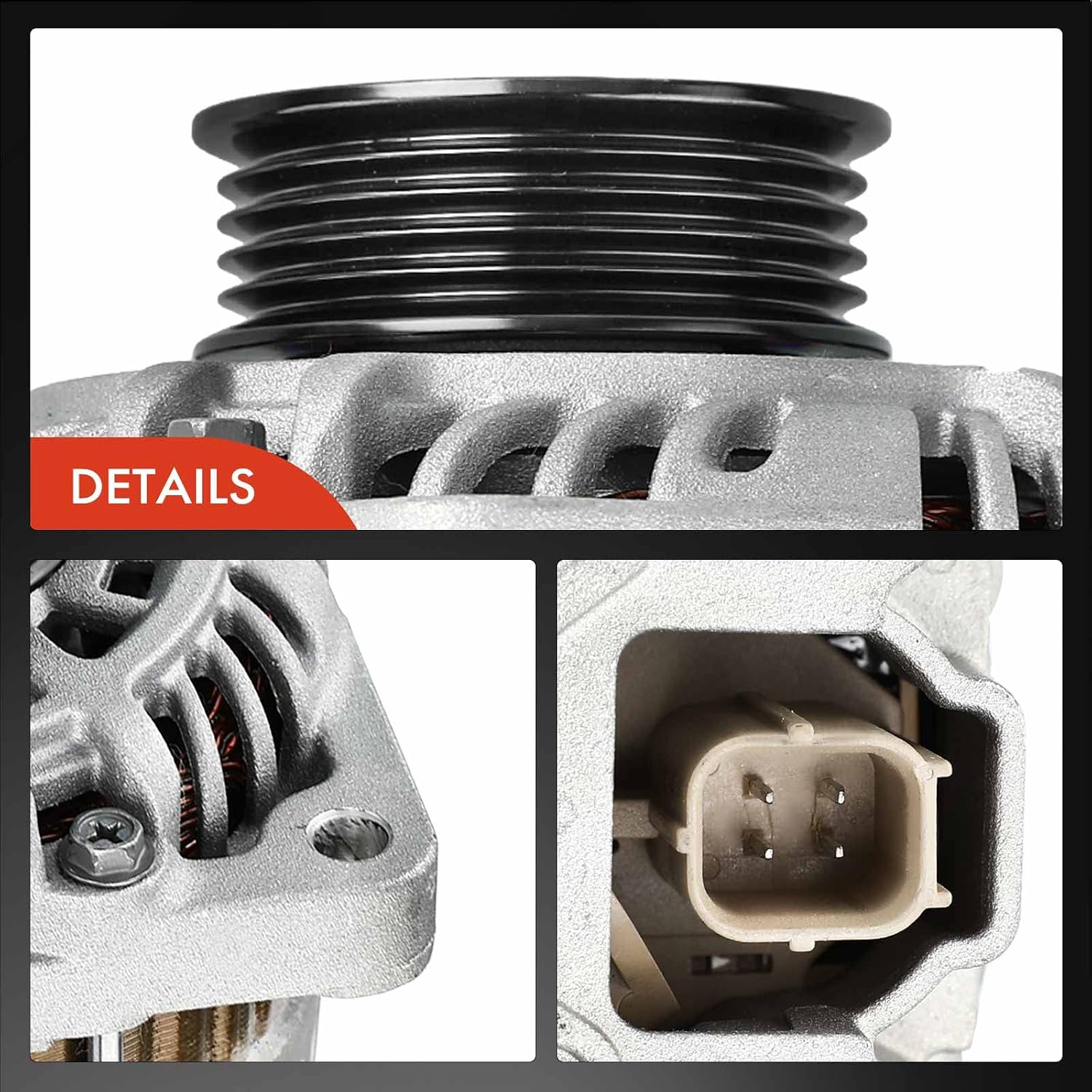 A-Premium Alternator Compatible with Honda Fit 2009 2010 2011 2012 2013 2014 L4 1.5L, 12V 95A Clockwise 5-Groove Pulley, Replace# 31100RB0004, 31100RB0A0243