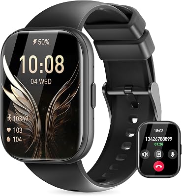 Reloj Inteligente Mujer 1.75″ TFT Smartwatch con Llamadas Bluetooth IP68 Presión Arterial Pulsometro SpO2 Monitor de Sueño Ciclo Menstrual Fitness Tracker Android iOS (Negro)