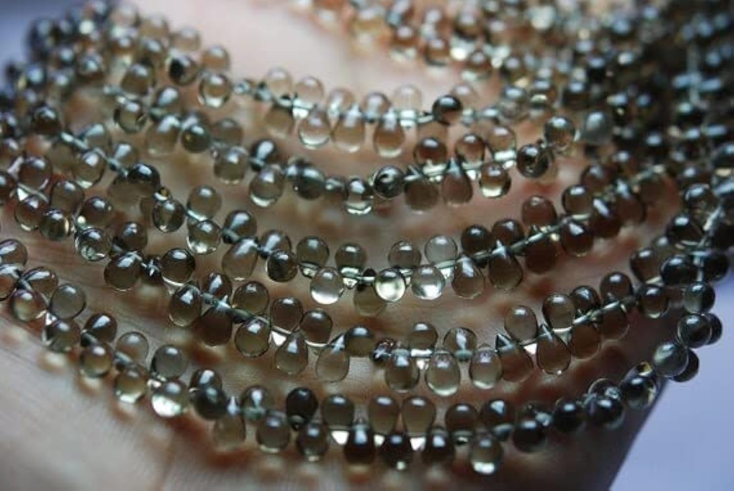 Quartz fumé briolettes goutte lisse 6mm fil de pierre naturelle 8 pouces