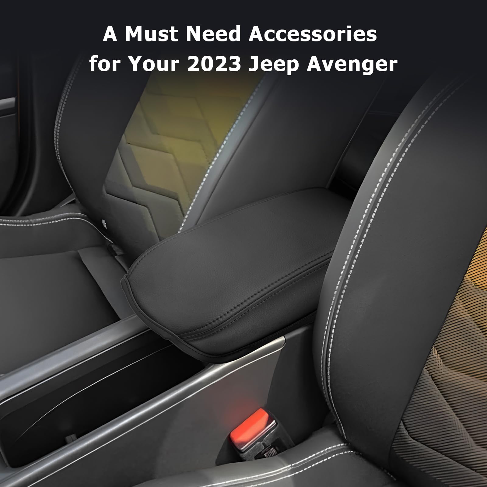 LUWU Compatibile con Jeep Avenger 2023 2024 2025 2026 Copertura per Bracciolo Centrale Coperchio Avenger EV Hybrid Coperchio In Pelle Custodia Protettiva Consolle Centrale 4XE / 4X4 Accessori
