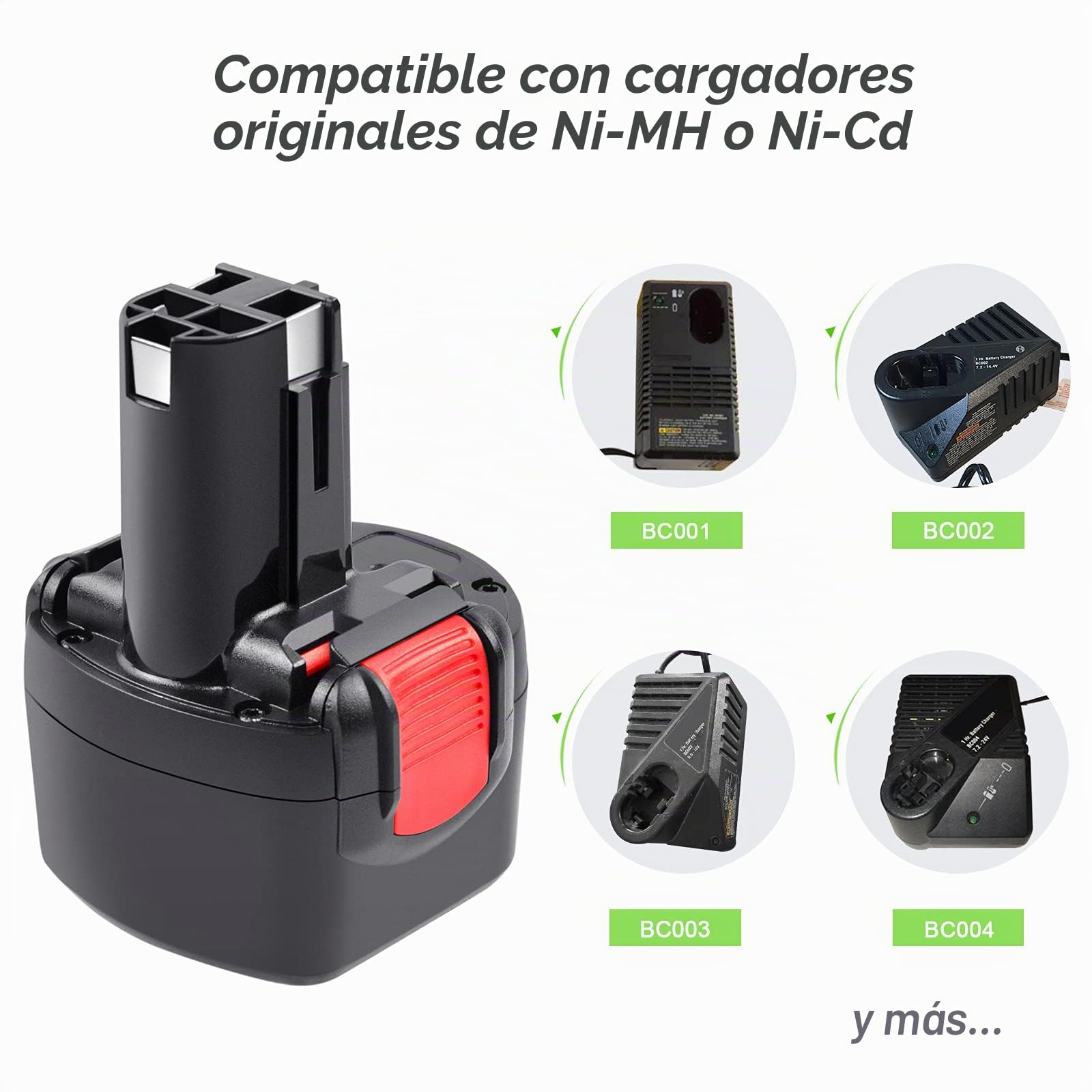 9,6V 4800mAh Batería para Bosch PSR 960 BAT048 BAT100 BAT119 2607335272 2607335461 GSR 9.6VE-2 PSR960 23609 32609-RT