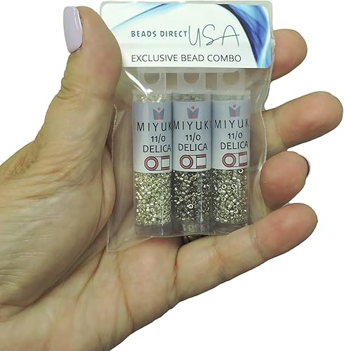 Miniatura 2 de Miyuki Paquete de cuentas de semillas Delica: tamaño 11/0, colección de paletas Duracoat galvanizadas plateadas DB1831, DB1851, DB1852