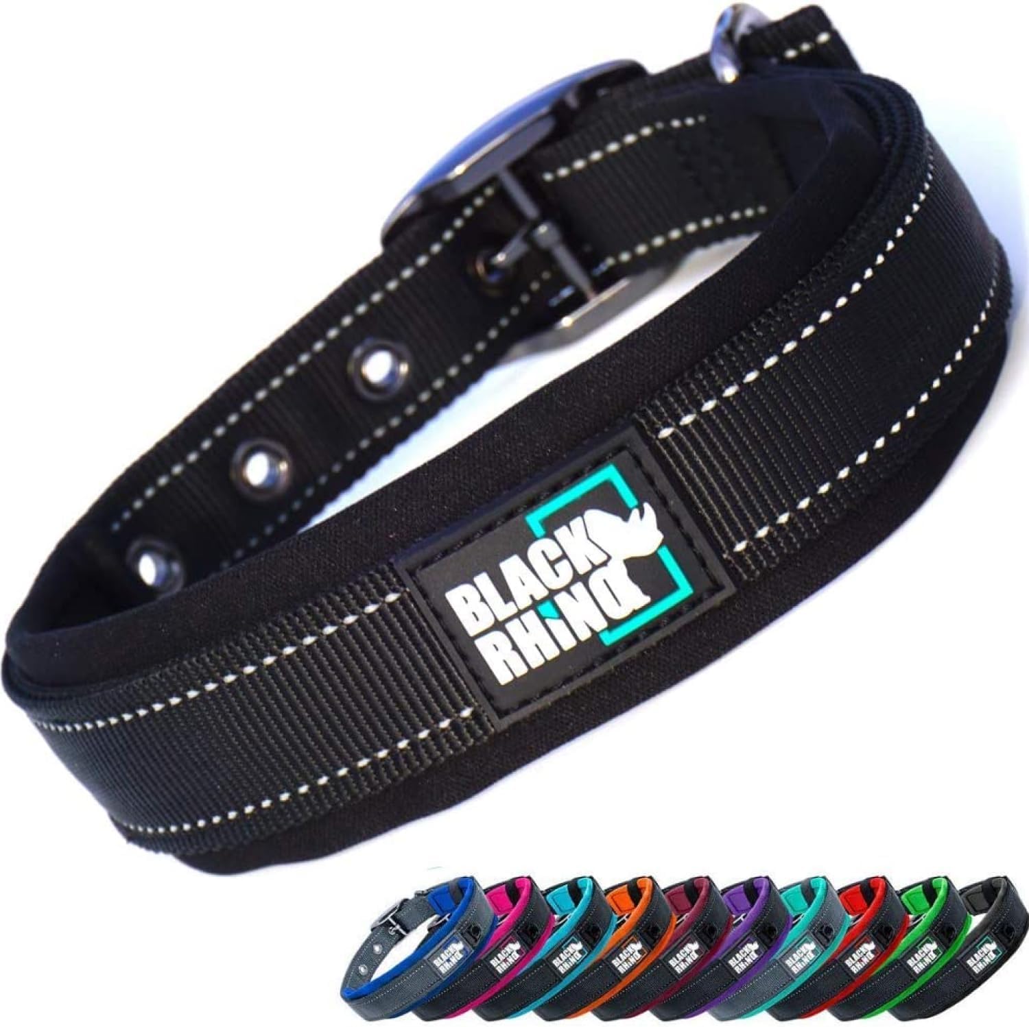 Dog Collar for Medium Dogs - 14-18 Inches Adjustable Reflective Dog Collar with Metal Buckle and Ultra-Soft Neoprene Padding - Heavy Duty Waterproof Collar for Active Pets - Black