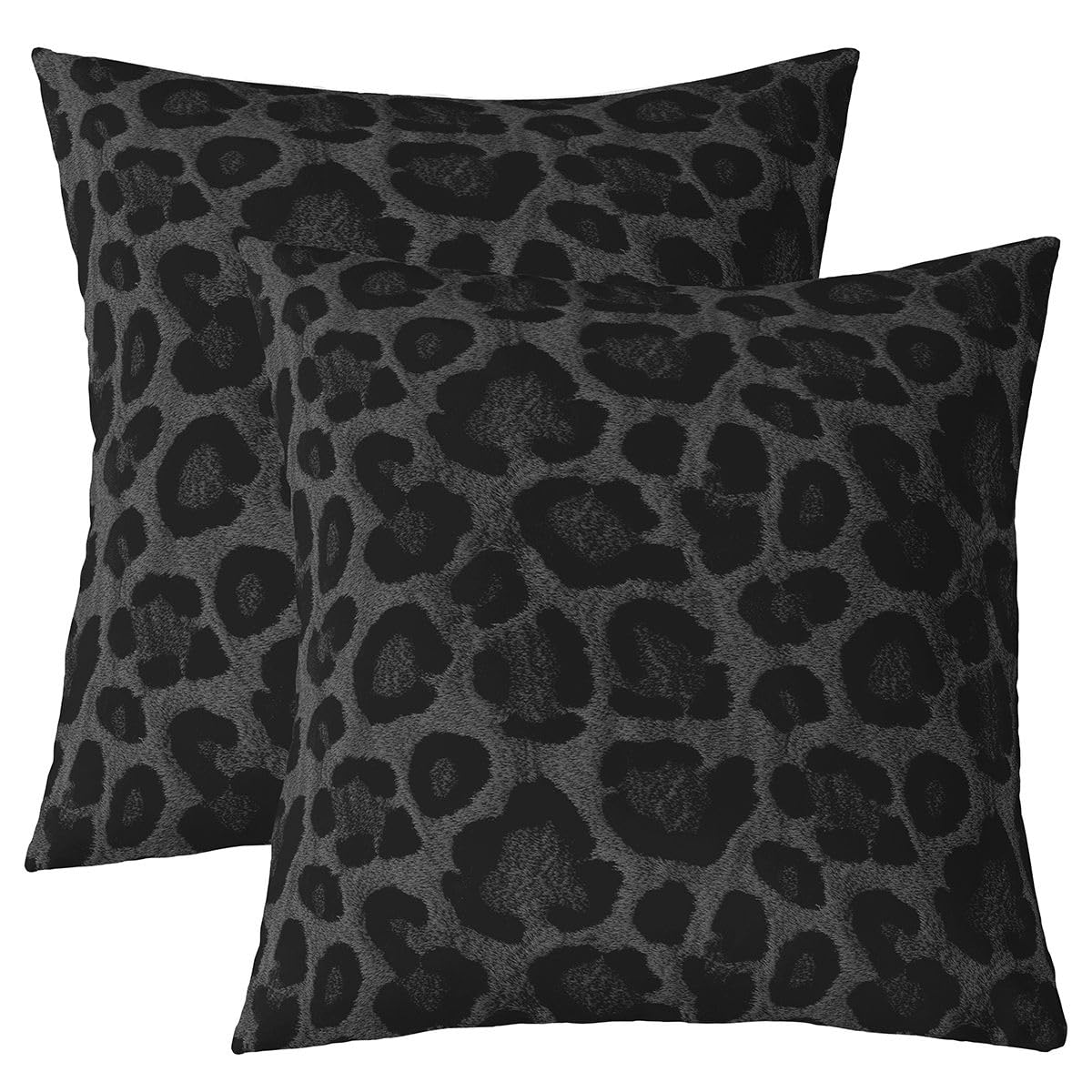 Homemissing Black Leopard Pack of 2 Cushion Covers 60x60 cm Decor