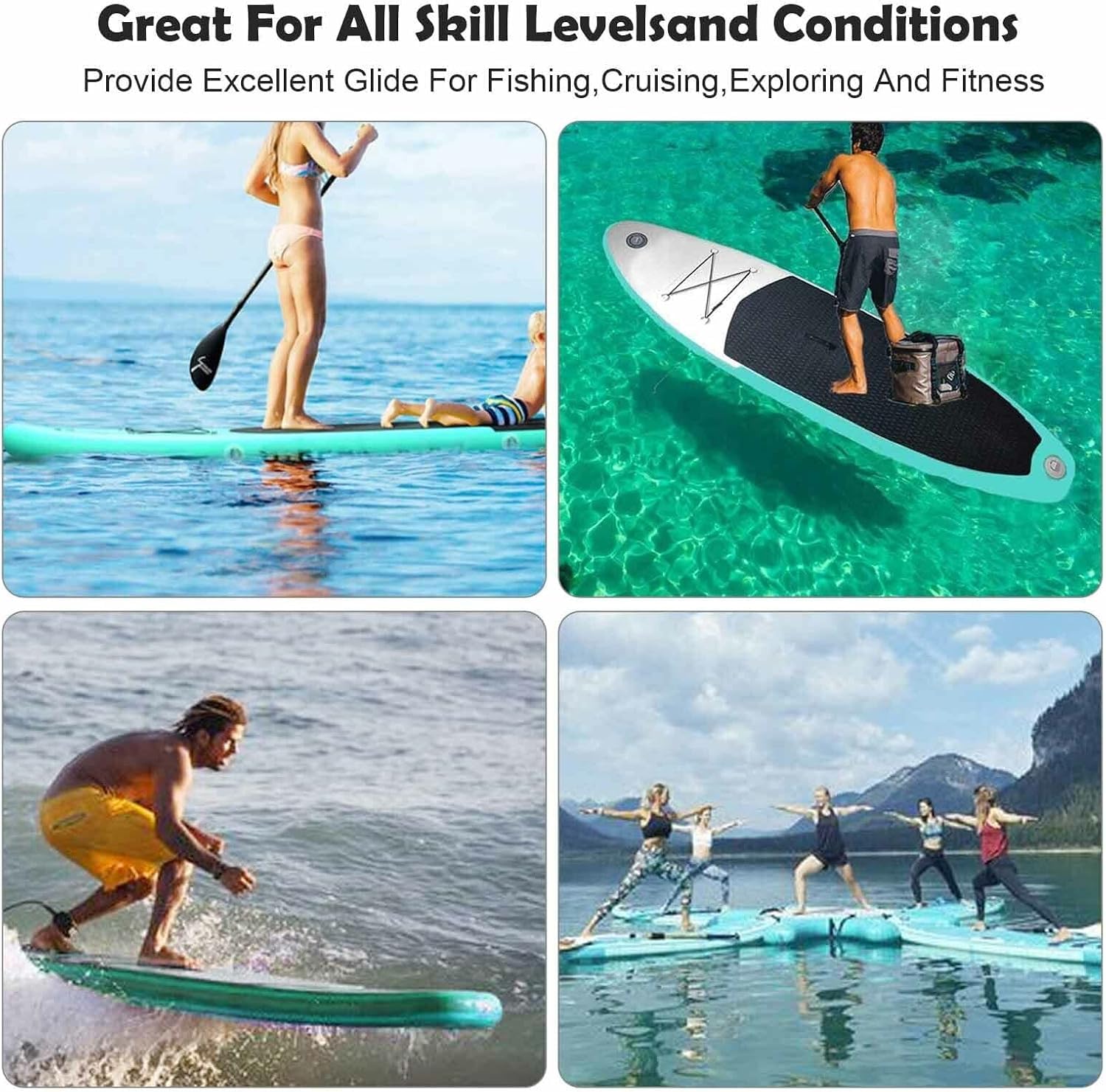 10FT Aufblasbares SUP Board Set, Stand Up Paddle Board mit Paddel, Surfbrett für Erwachsene & Anfänger