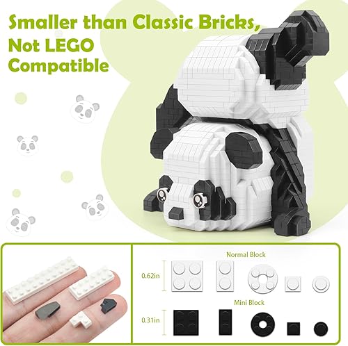 Miniatura 2 de Finger Rock Creator Panda - Juego de construcción de mini ladrillos, 1325 piezas de animales lindos, regalos de fiesta para niños, adultos, niños y