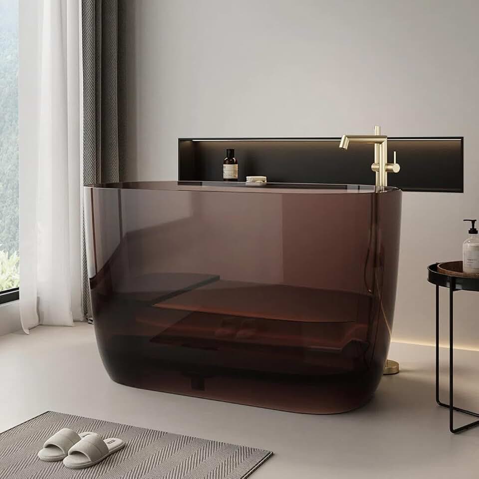 47" Freestanding Bathtubs - Modern Bathtub with Deep Brown Resin