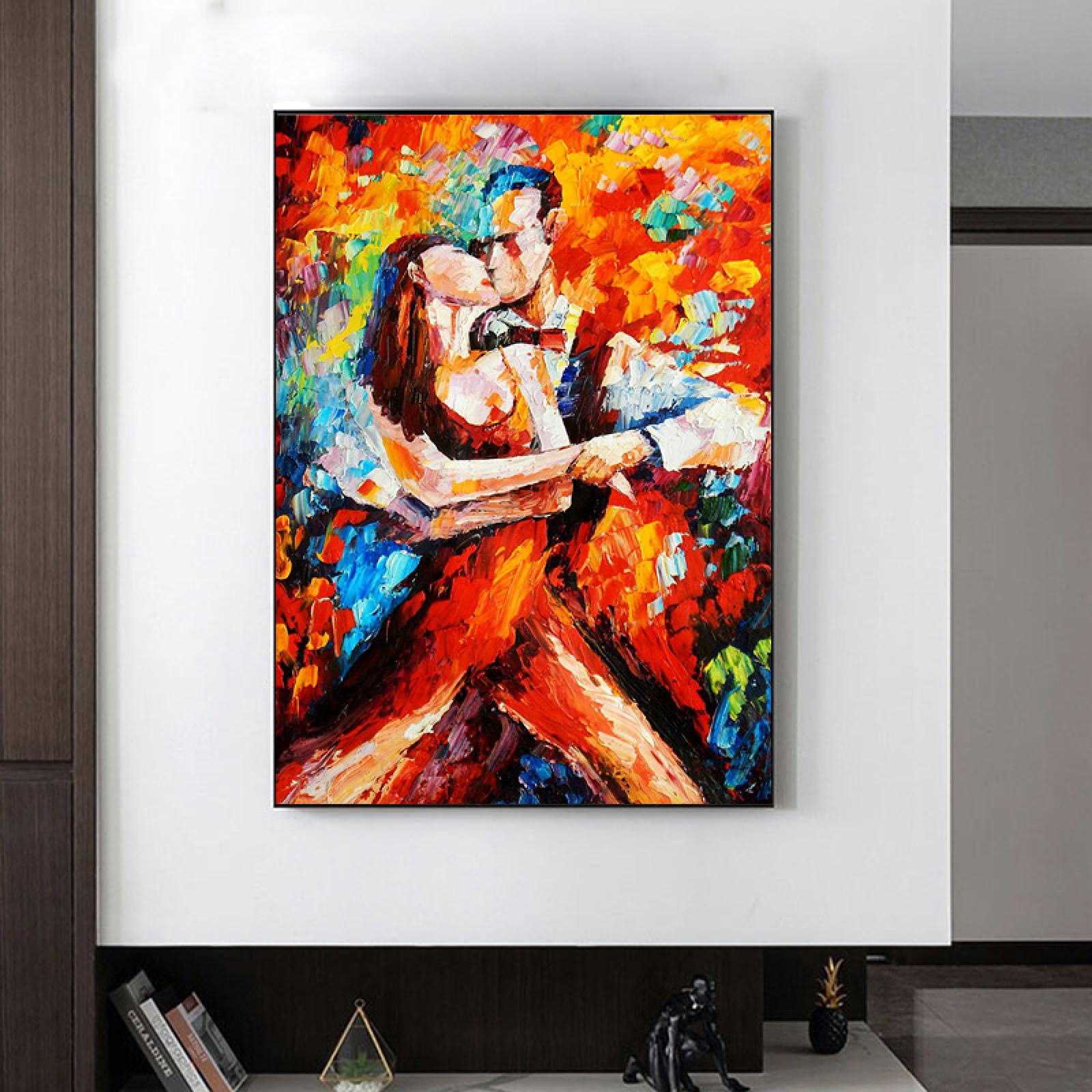 ダンスするカップルの油彩画(原画、額付き) Amazon｜抽象的なモダンダンスの恋人は、キャンバスの絵画のポスターを