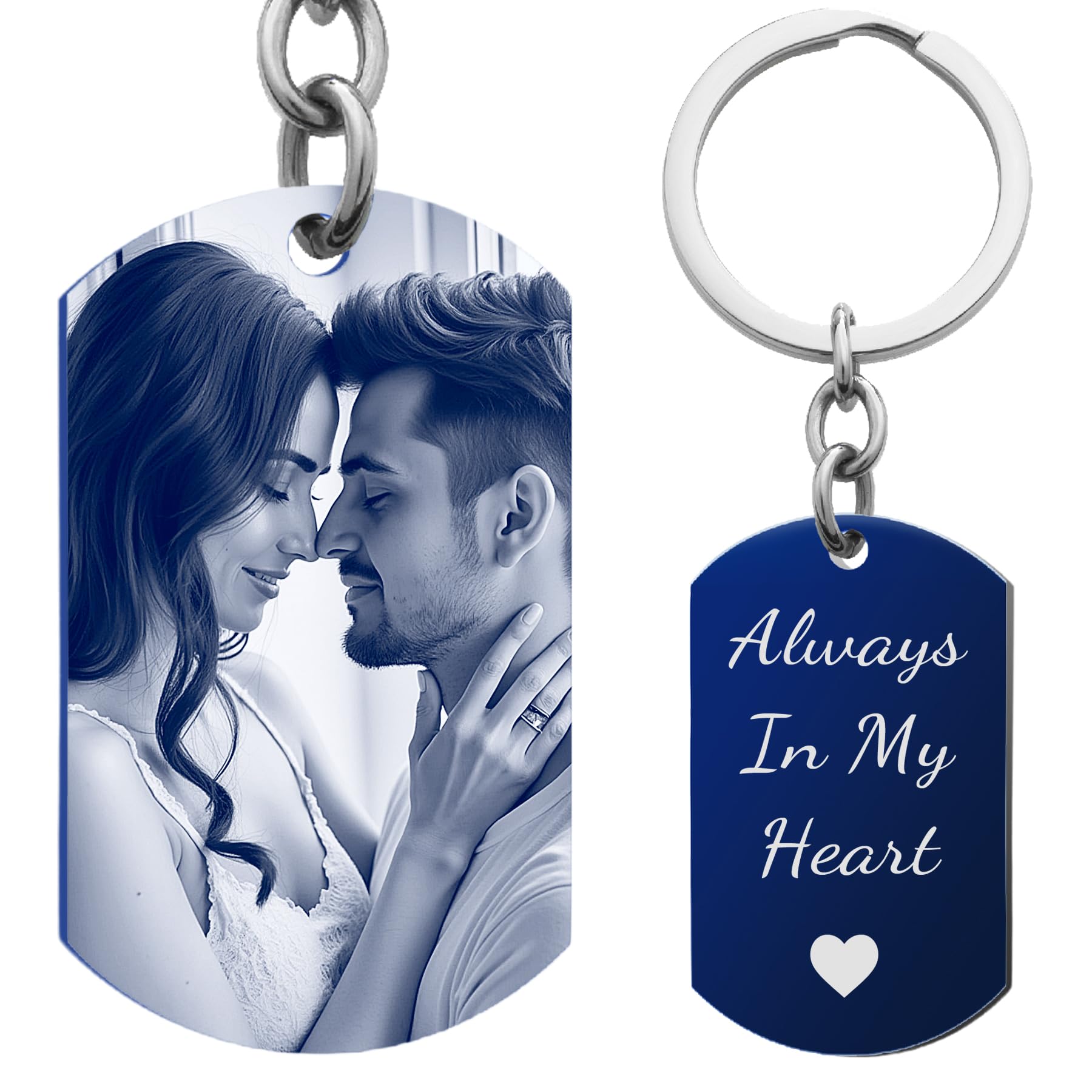 Queenberry Photo Keychain Custom Picture Keychain Customized Gifts Laser-Engraved/Color Gifts For Boyfriend Hubsand Wife