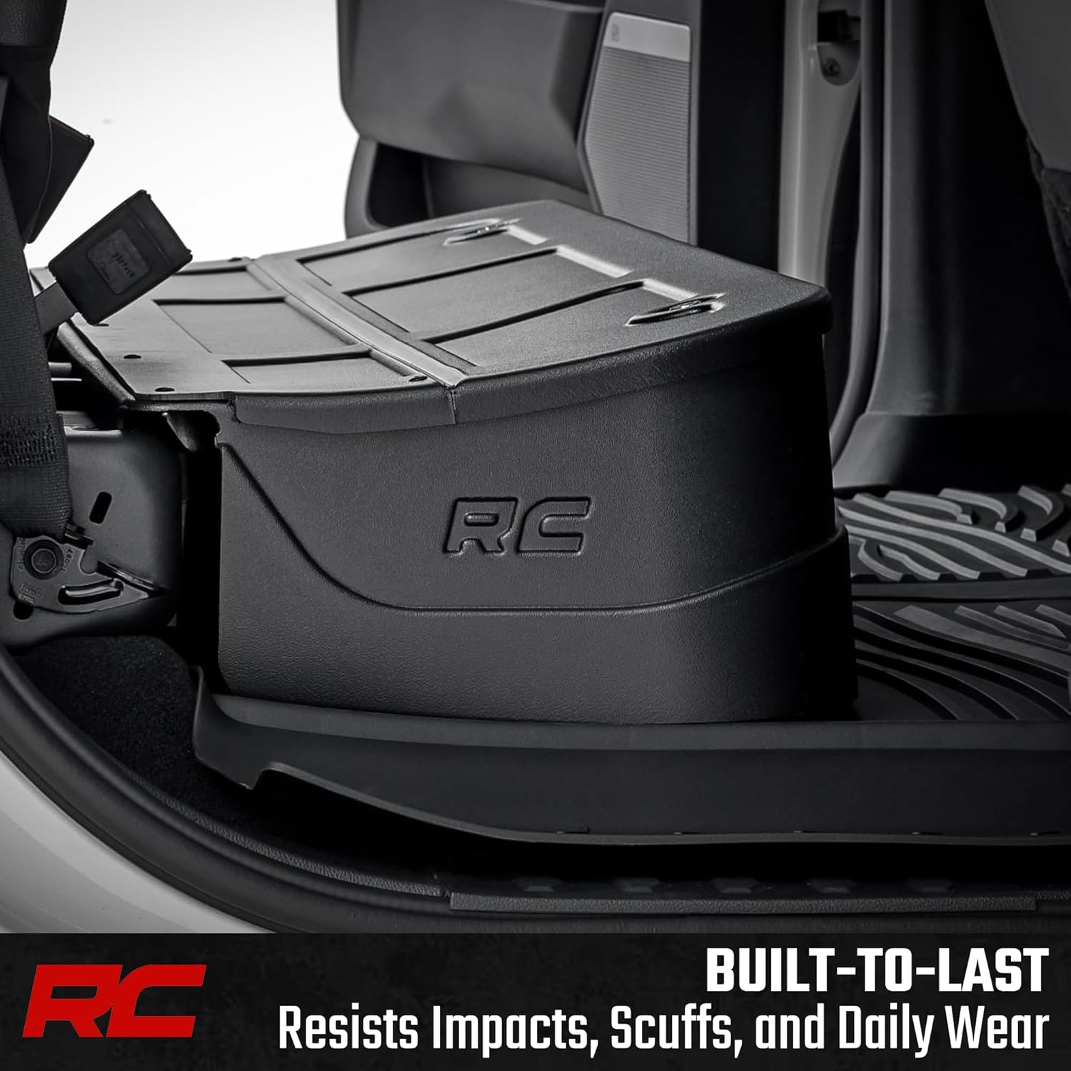 Rough Country Under Seat Storage for Ford F-150/F-250/F-350/Raptor Crew Cab (2015-2026) - Custom Rear Under Seat Organizer Tray with Lockable Lid