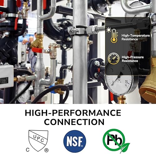 Miniatura 7 de JUWO Conexión Pex de 12 pulgada, paquete de 25 codos PEX de 90 grados para reparaciones de plomería, montaje de engarce de latón resistente y
