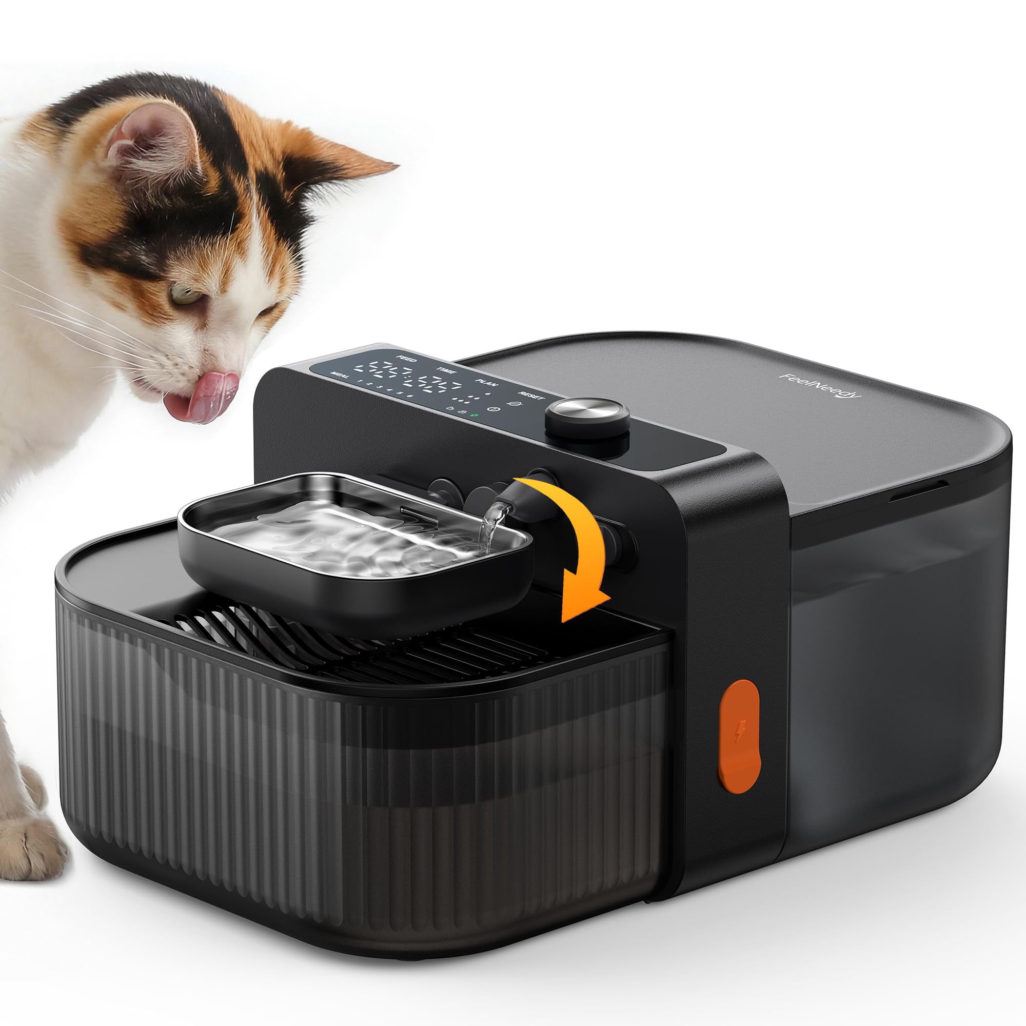 FEELNEEDY 3,5L Fuente para Gatos sin Cable y sin Filtro con BaterÃa 3000mAh, Sin Mantenimiento Costoso, Bebedero Gatos Inalámbrico con Separación del Agua Limpia y del Agua Usada