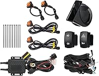 KEMIMOTO UTV Turn Signal Kit with 110dB Horn - Plug & Play Pre-Wired Blinker, Hazard Switch for Polaris RZR, Can-Am Maverick, Kawasaki Teryx, CFMOTO