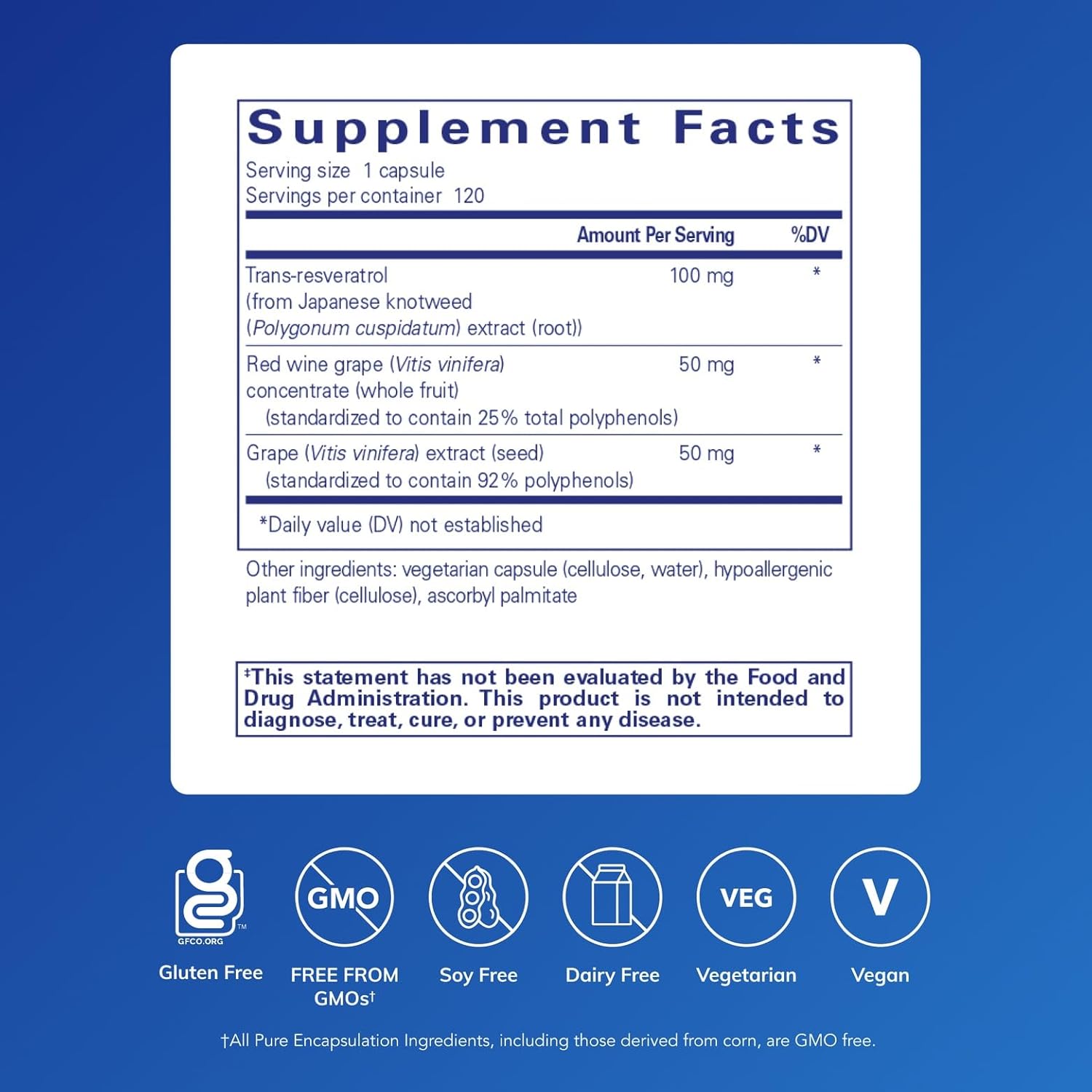 Pure Encapsulations Resveratrol EXTRA - 100 mg Trans-Resveratrol - For Healthy Cellular & Cardiovascular Function* - Antioxidants Supplement - Non-GMO & Gluten Free - 120 Capsules - Image 2