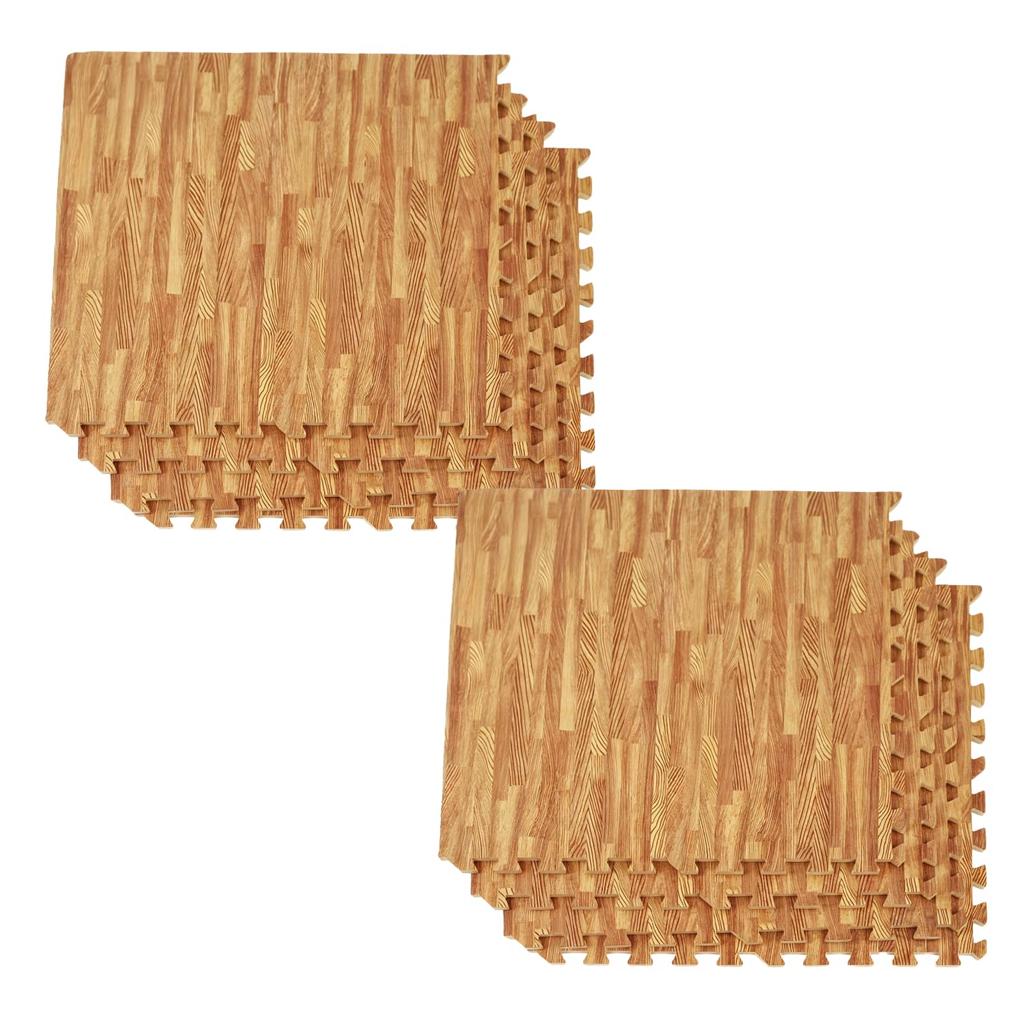 Interlocking Foam Mats Soft | 60x60cm Eva Exercise Mat | Rubber Matting Non-Slip for Gym | Wood Thick Yoga Mat | Exercise Mat for Home, Gym, Or Office (Light Wood Brown, 8 TILES (32 Square Feet))