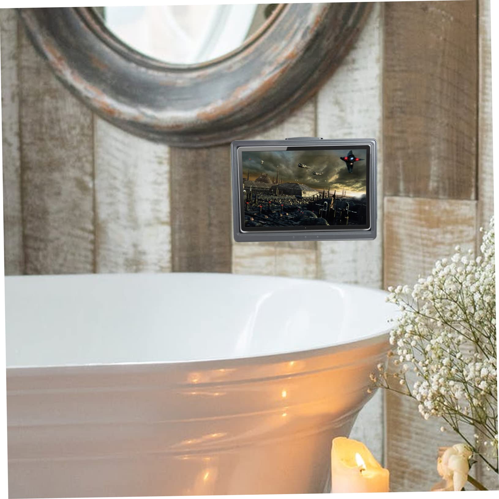 Artibetter Supporto da Muro per Telefono e Tablet in ABS e PET, Installazione senza Fori per Doccia e Bagno, Rotazione Facile e Resistente all'Acqua