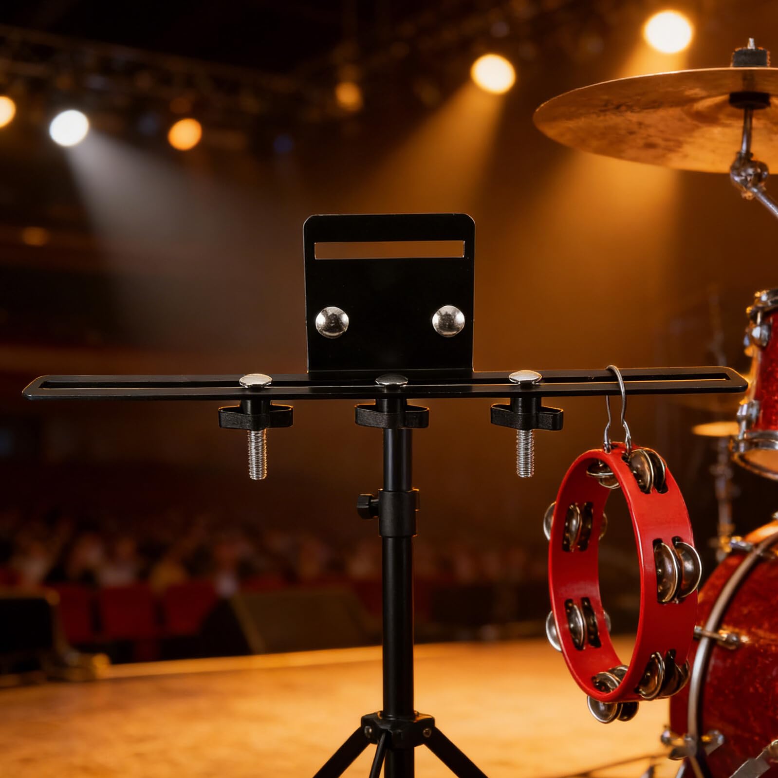 Supporto per Campanaccio per Batteria Doppio 4 Gruppi Nero | Metallo, Sgancio Rapido, per Percussioni e Drum Kit, Finitura Moderna, Uso in Studio e Live