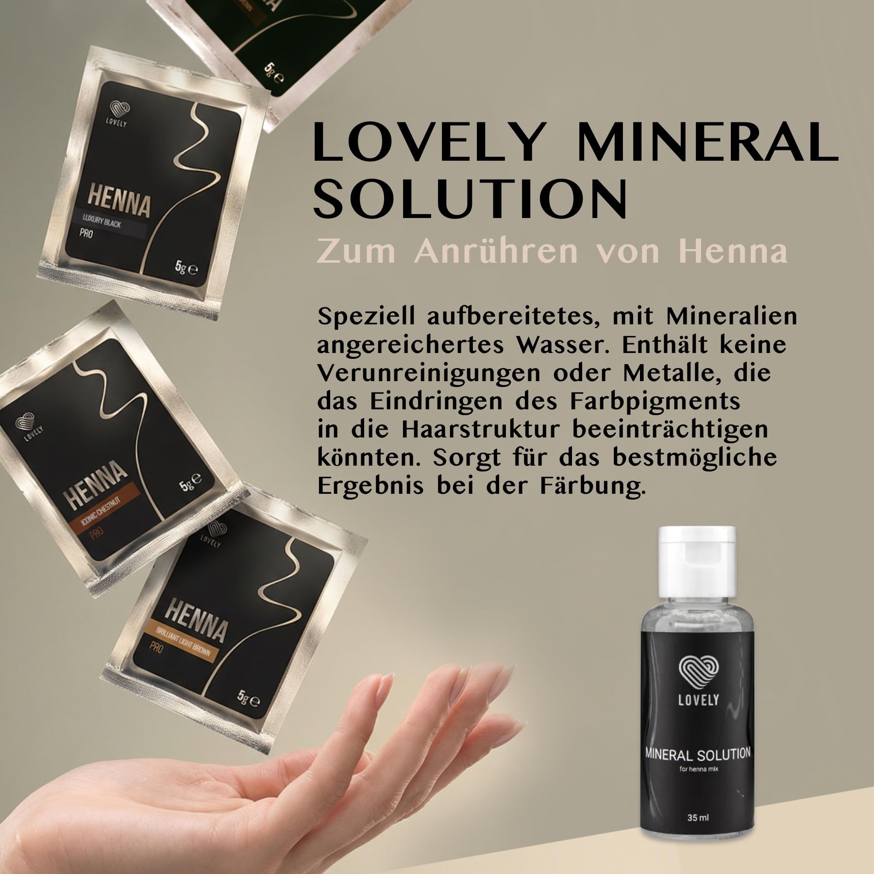 LOVELY Zestaw do brwi henny w 4 kolorach, w zestawie z mineralnymi roztworami kolorów, pastą konturową i żelem do brwi – dla zdefiniowanych, pełnych brwi i długotrwałego koloru brwi
