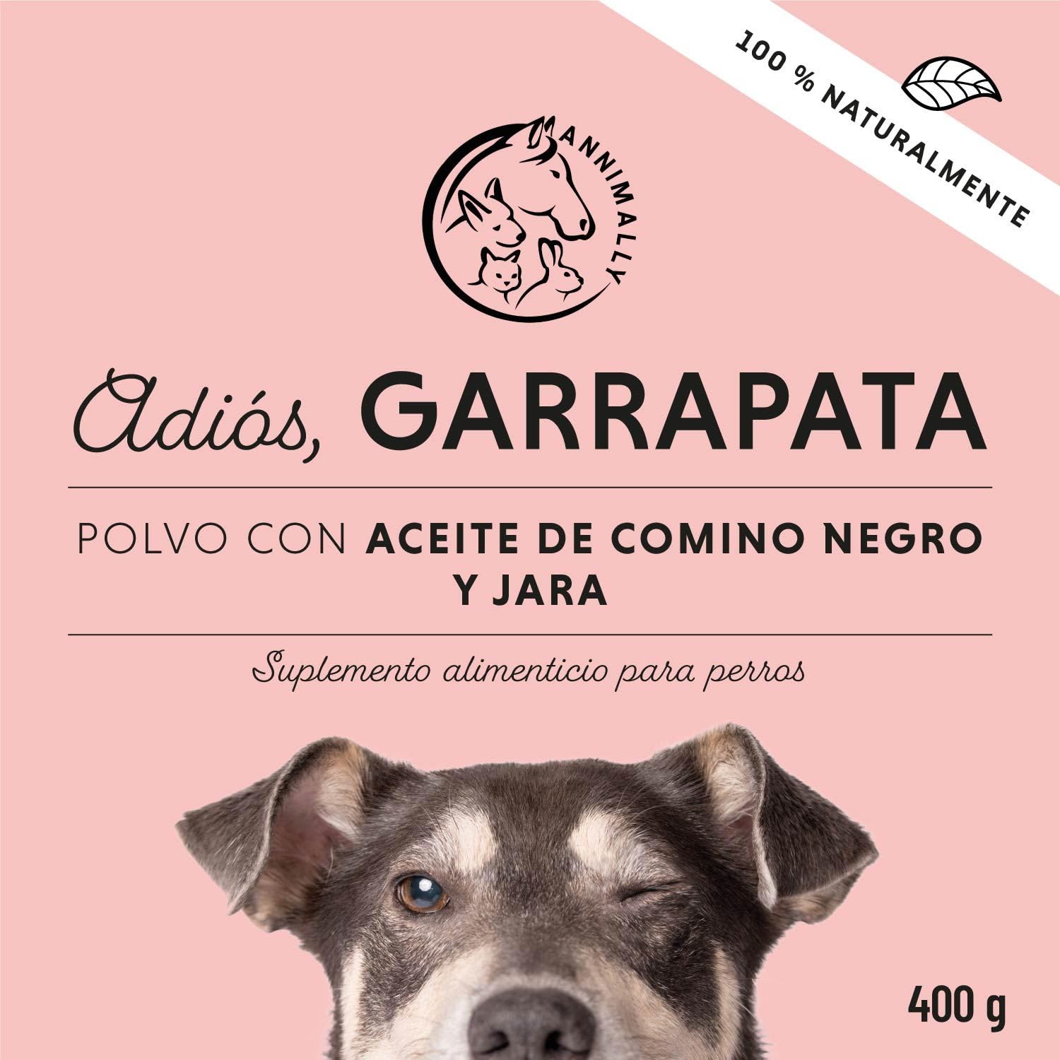 Annimally Complemento Alimenticio para Perros con Aceite de Comino Negro, Cistus, Levadura de Cerveza y Algas Marinas – Fórmula Natural en Polvo de Fácil Administración para Piel y Pelaje - 400 g