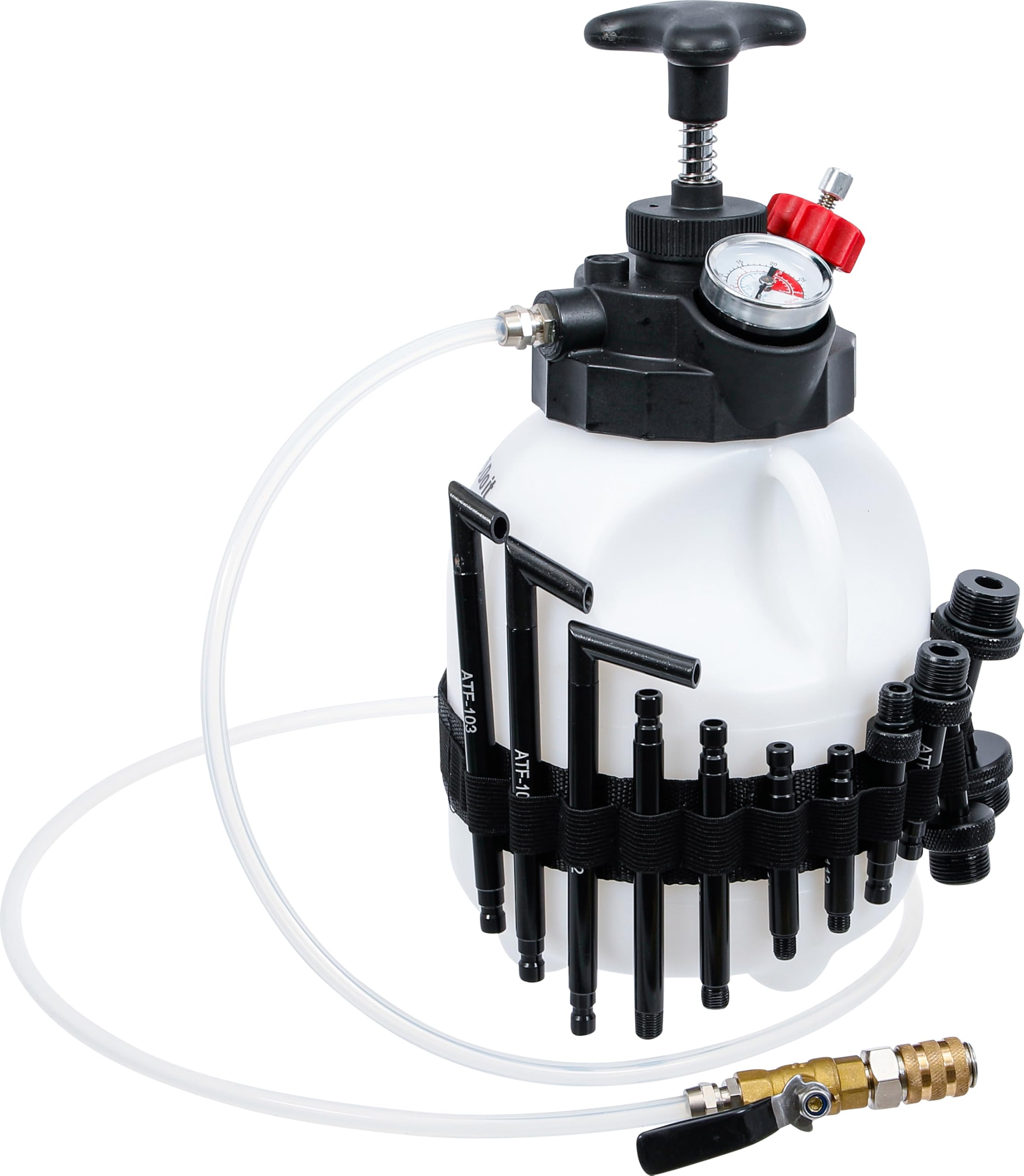 BGS DIY 74264 | Appareil de Remplissage de Boite de Vitesse avec Pompe Main | avec 12 adaptateurs | 3 l