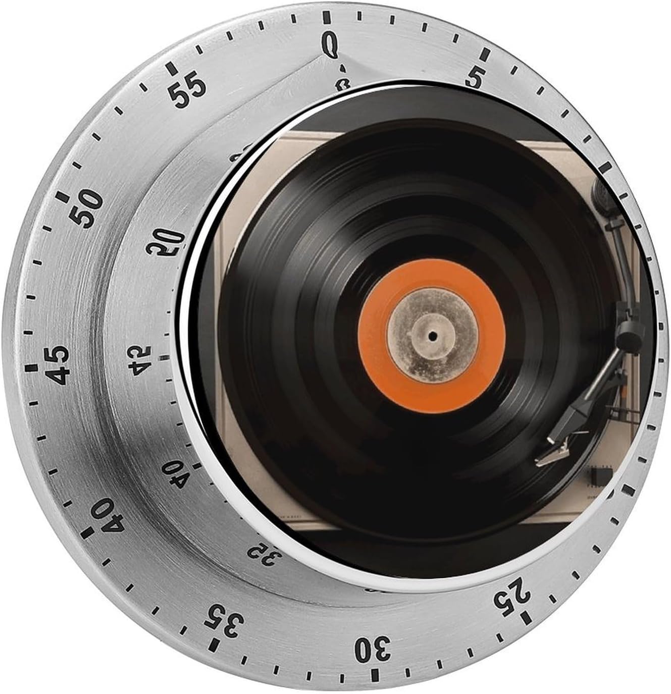 Vintage Vinyl Record Timers Exquisite Stainless Steel Mechanical Kitchen Timer with Loud Alarm Magnetic Manual Countdown Timer Wind Up Cooking Timer Clock for Home Study Cooking