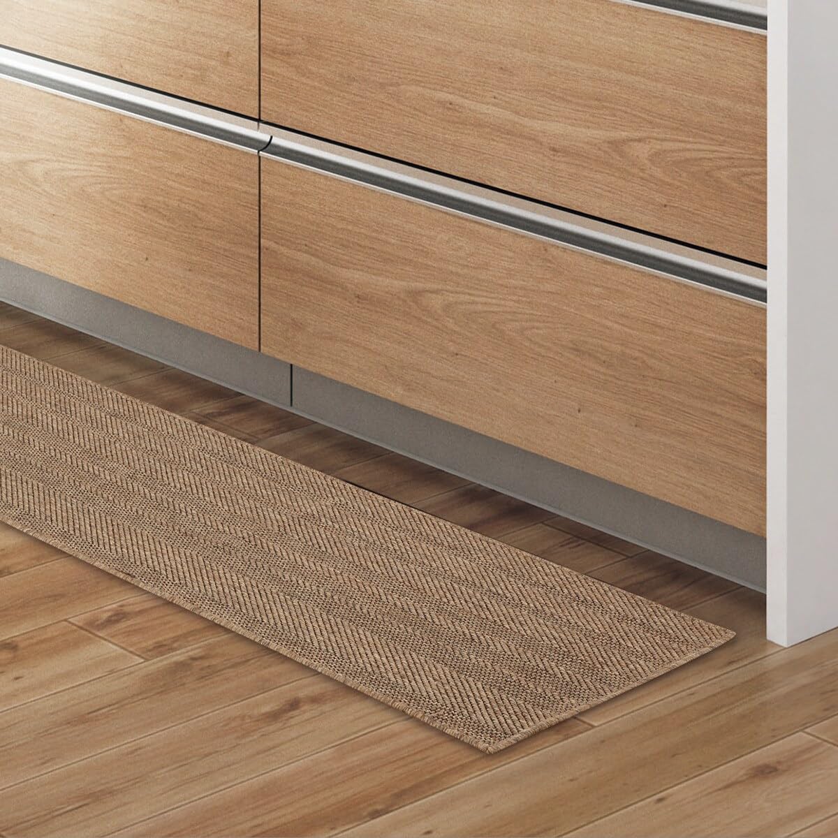 Nitori KH01 2111200003055 Flat Bottom Kitchen Floor Mat, Polypropylene (45 x 120 mm) beige 幅45×奥行120cm