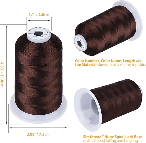 Miniatura 35 de Simthread Hilo de bordar 5500 yardas rojo 800, 2 carretes enormes 40wt poliéster para hermano, Babylock, Janome, Singer, Pfaff, Husqvarna, Bernina