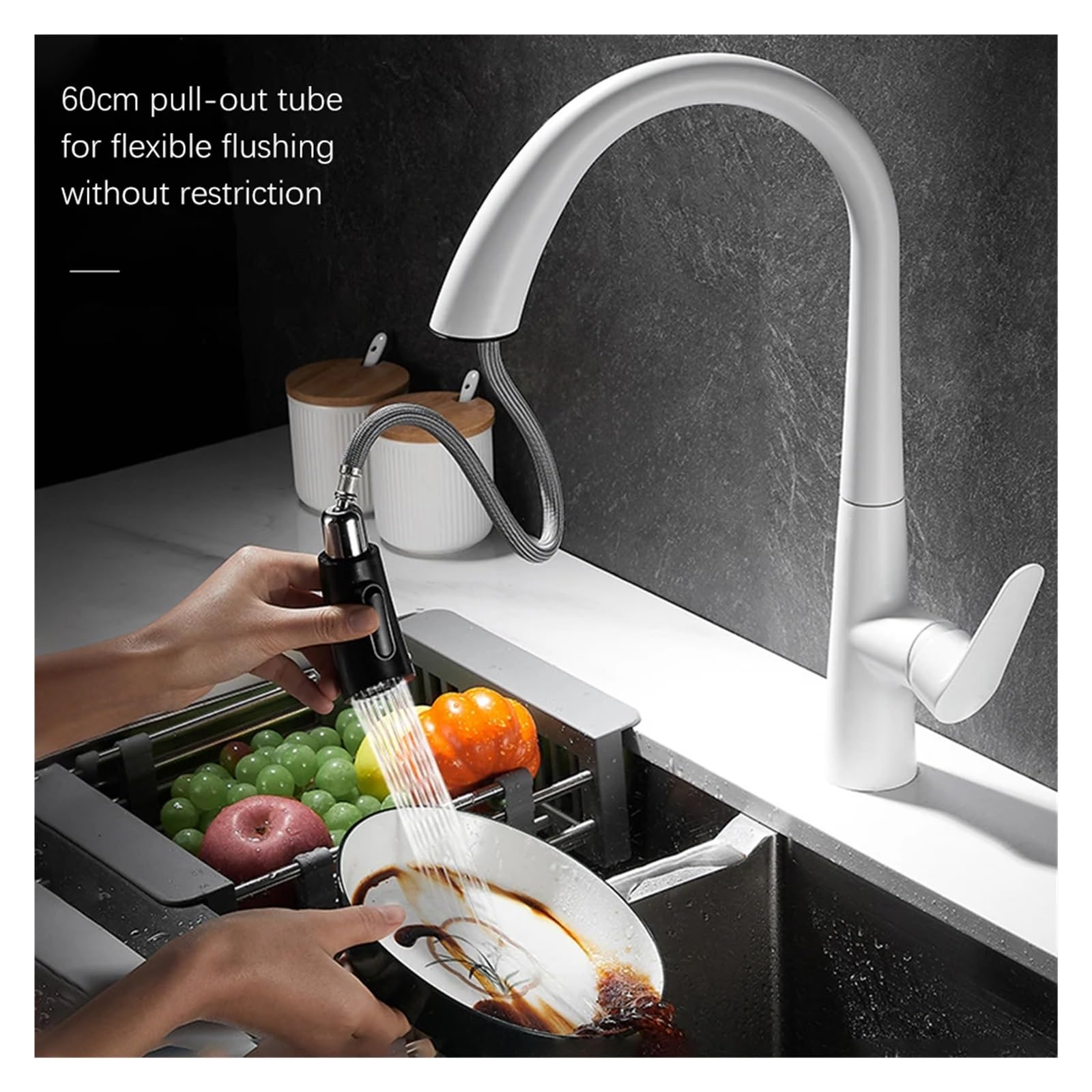 Grifo de Cocina extraíble Giratorio de 360 Grados, Grifo de Agua fría y Caliente para Lavabo, Fregadero, Grifo retráctil a Prueba de Salpicaduras para Fregadero de cocin