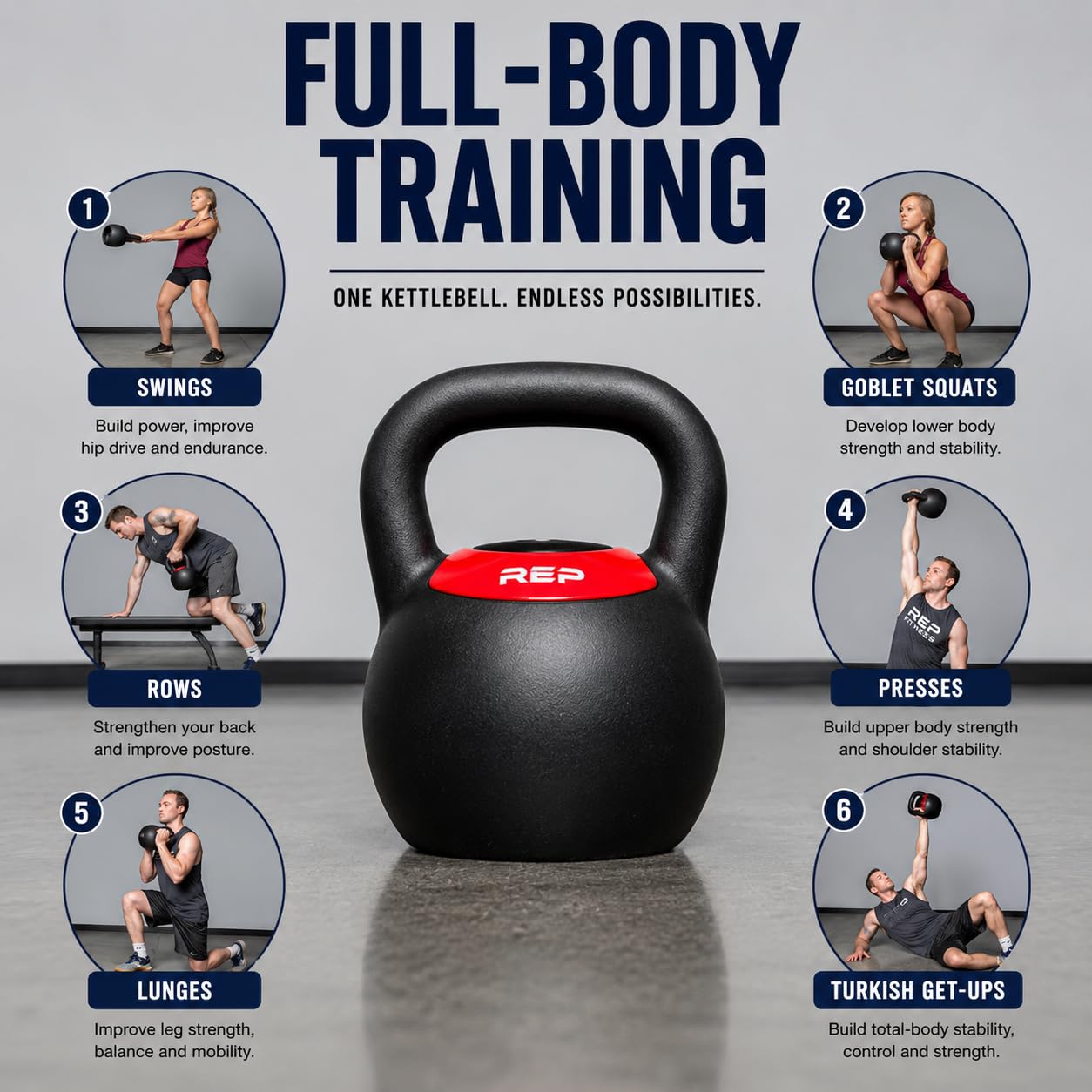 Rep Fitness Verstellbare Kugelhantel mit matter Pulverbeschichtung – wählen Sie schnell aus mehreren kg- oder lb-Gewichtsoptionen für HIIT- und Cross-Trainings-Workouts