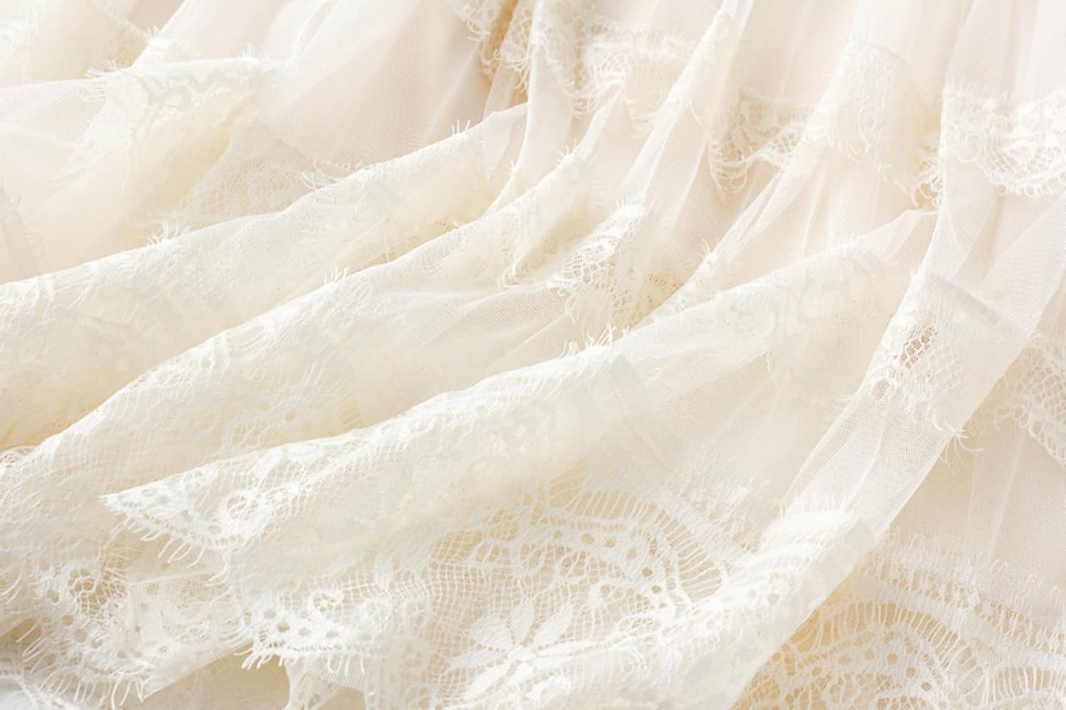 Women's Midi Skirt Elastic High Waist Lace Tulle Skirt Pleated Skirt - Image 5