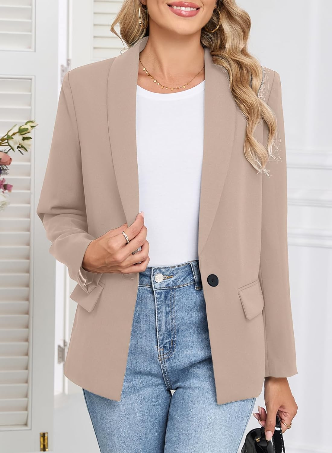 Happy Sailed Womens Long Sleeve Blazer Business Casual Open Front Work Office Suit Jackets - Image 4