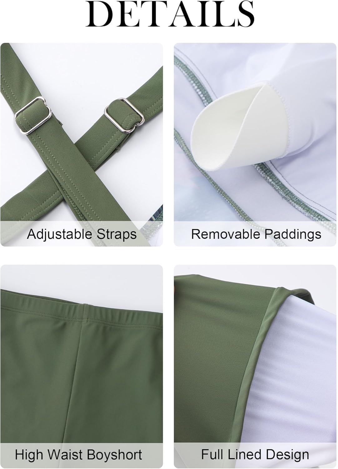 HUSKARY Plus Size Tankini Swimsuits for Women Tummy Control V Neck Hide Belly Bathing Suits Two Piece with Swim Shorts - Image 5