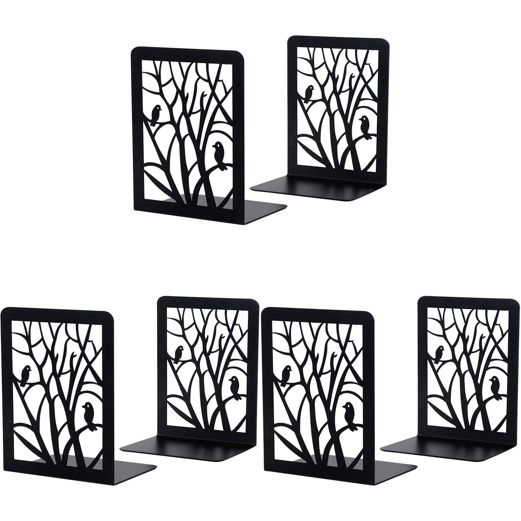 Jnchdghwa Book Ends, Book Ends for Shelves, Decorative Bookends for Books, Bookends for School, Home or (Black, 3 Pair)