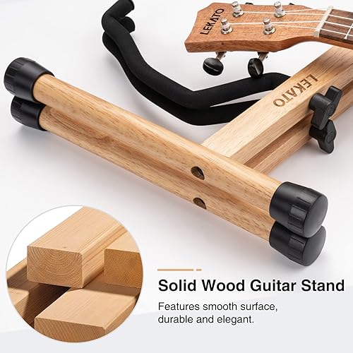 Miniatura 3 de LEKATO Soporte de madera para guitarra acústica con marco A con brazos acolchados de espuma para bajo, violonchelo, mandolina y banjo