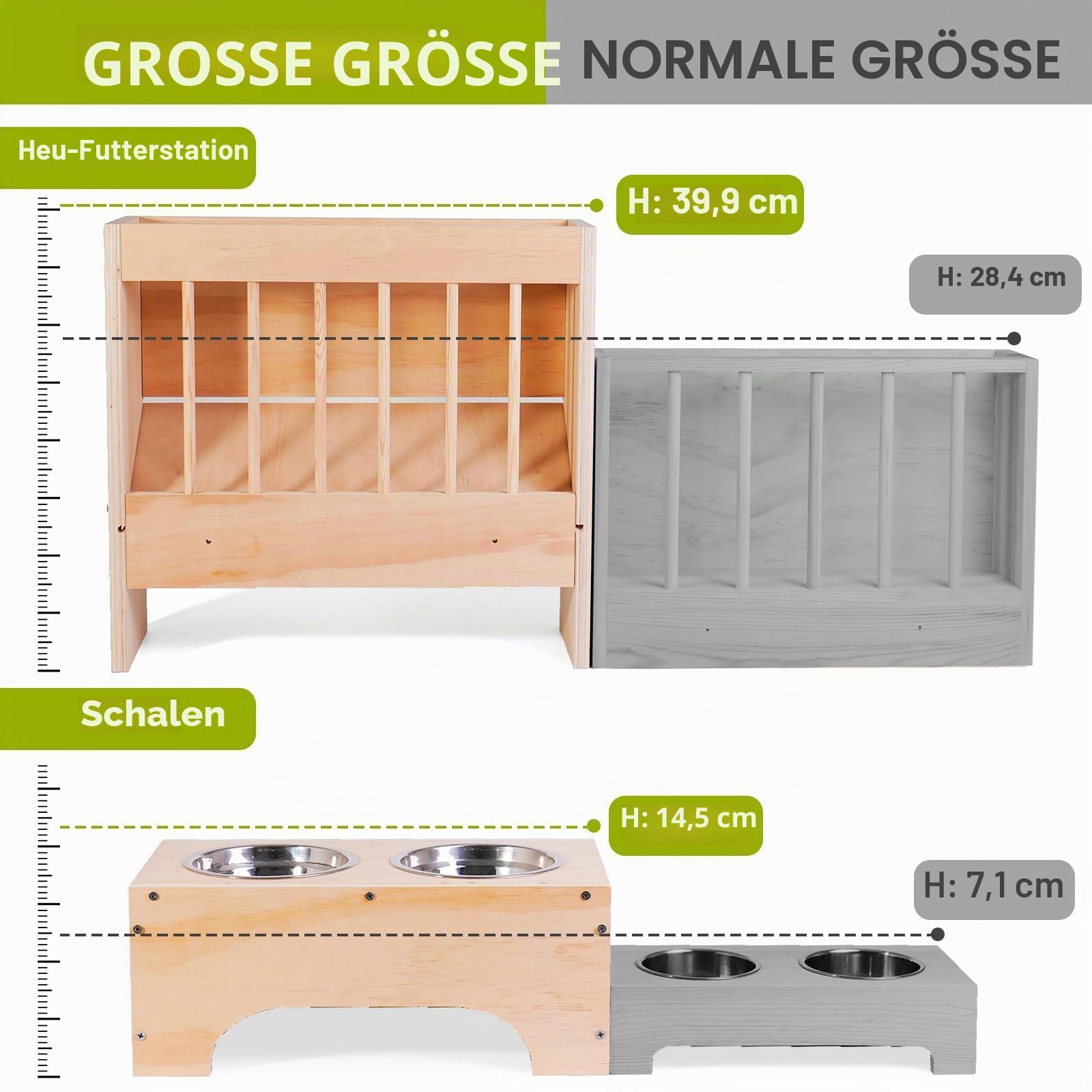3 in 1 Extra große Heu-Futterstation mit Katzentoilette und Hölzerner Hasentoilette, für Zwergkaninchen, Meerschweinchen, Chinchillas, Hamster, Frettchen und andere Tiere