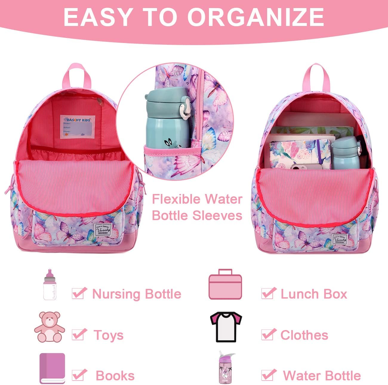 VASCHY Kids backpacks, Cute Lightweight Water Resistant Preschool Backpack for Boys and Girls Chest Strap | Cute, Lightweight, Water Resistant, Chest Strap - Image 4