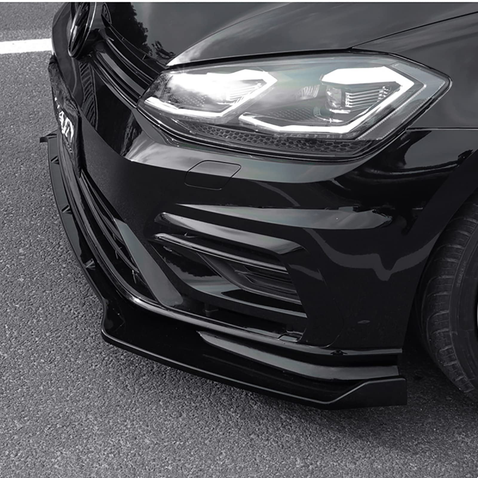 OWER Coche Alerón Delantero para VW Golf 7 7.5 Mk7 Mk7.5 GTI GTD R R-Line 2014-2019, Labio Parachoque Spoiler Lip Trim Splitter Difusor Kit Cuerpo Protección Accesorios